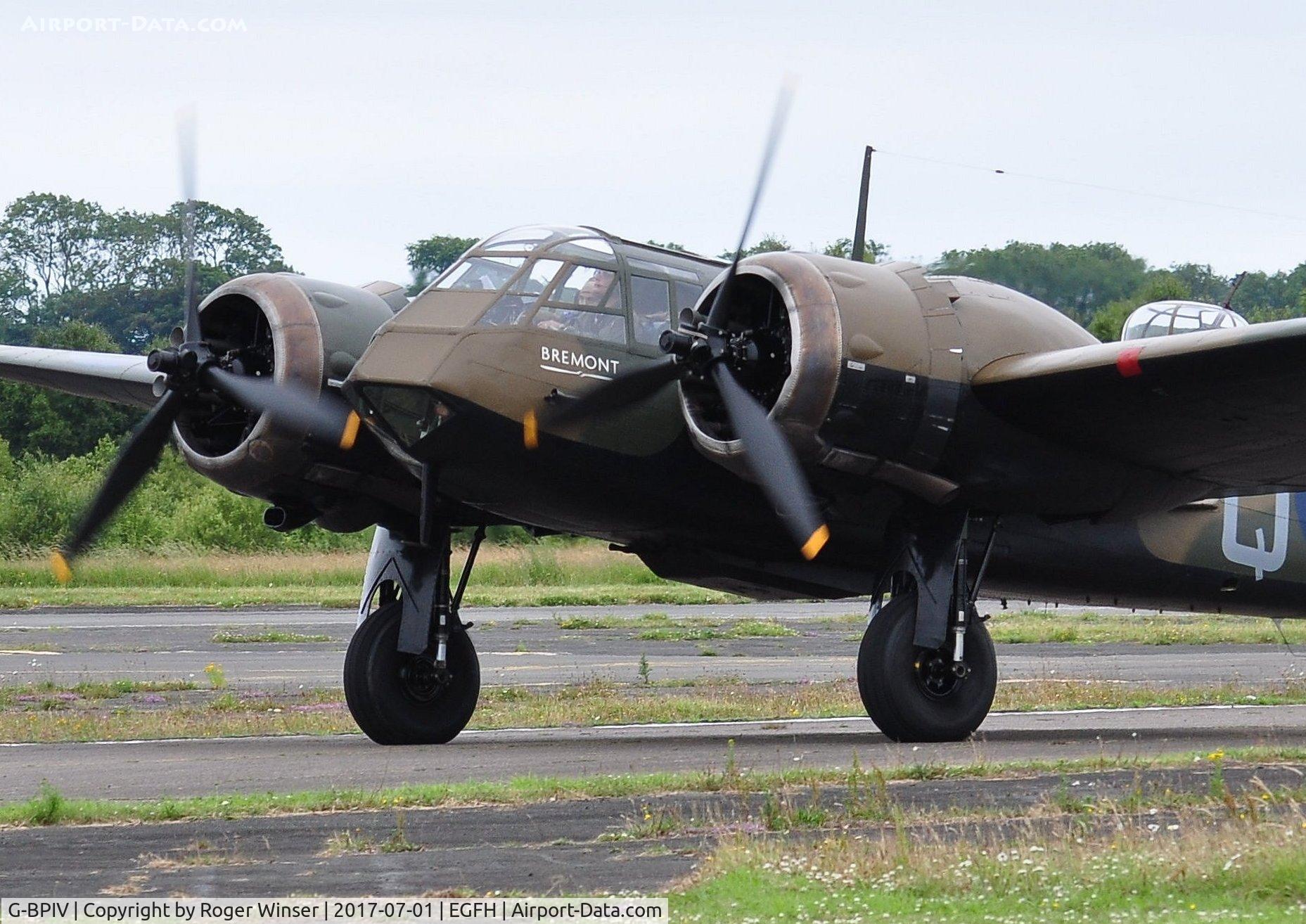 G-BPIV, 1943 Bristol 149 Bolingbroke Mk.IVT C/N 10201, Visiting Bristol Bolingbroke IVT aircraft in the camouflage and markings of RAF Bristol Blenheim If aircraft L6739/YP-Q/Bremont of 23 Squadron.