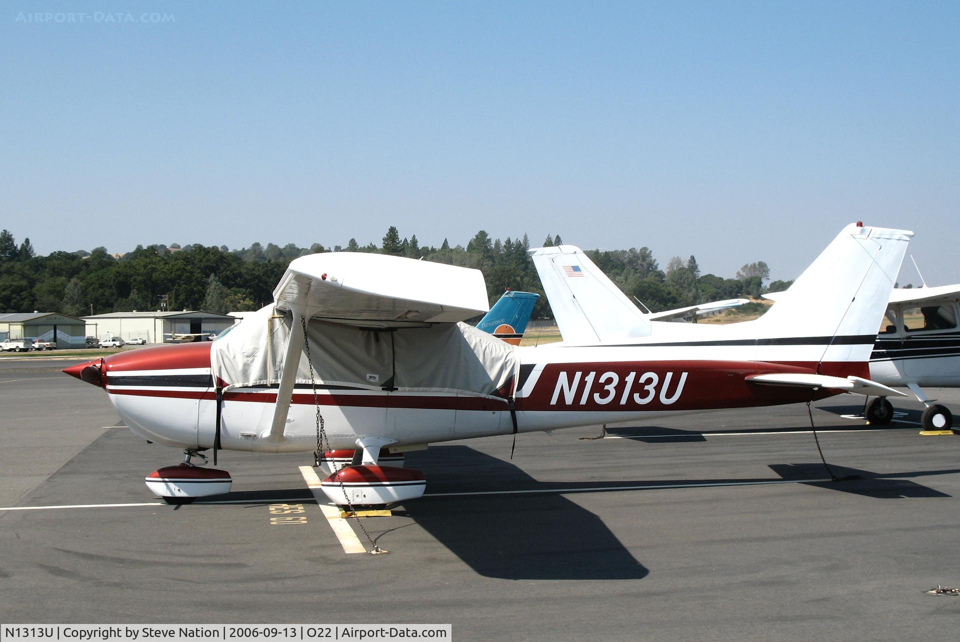 N1313U, 1976 Cessna 172M C/N 17267002, Locally-based 1976 Cessna 172M Skyhawk with cockpit covered @ Columbia, CA (now registered to Pro Air Aviation, Cedar City, UT)