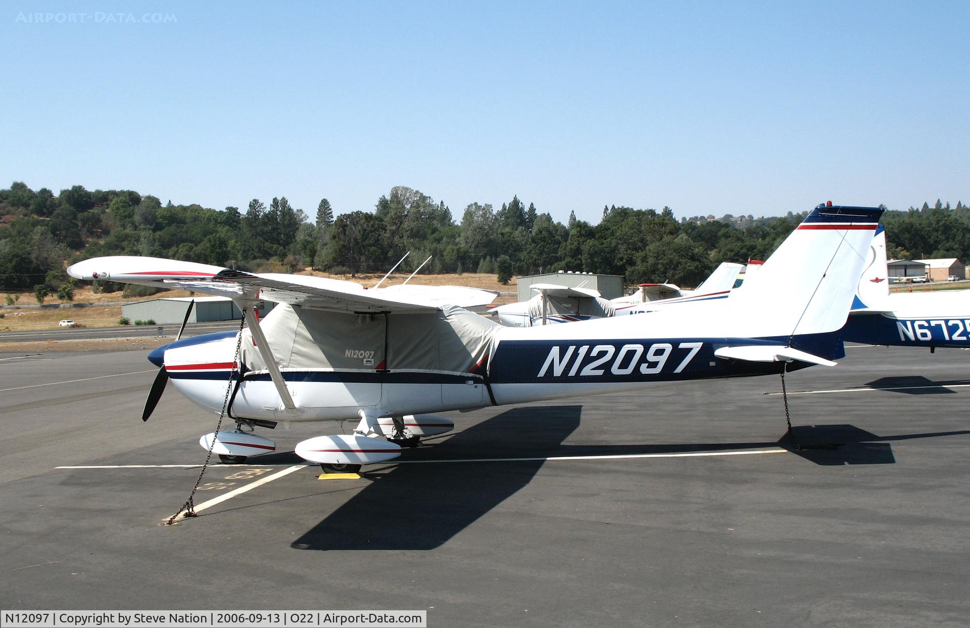 N12097, 1973 Cessna 172M C/N 17261807, Locally-based 1973 Cessna 172M Skyhawk with cockpit covered @ Columbia, CA