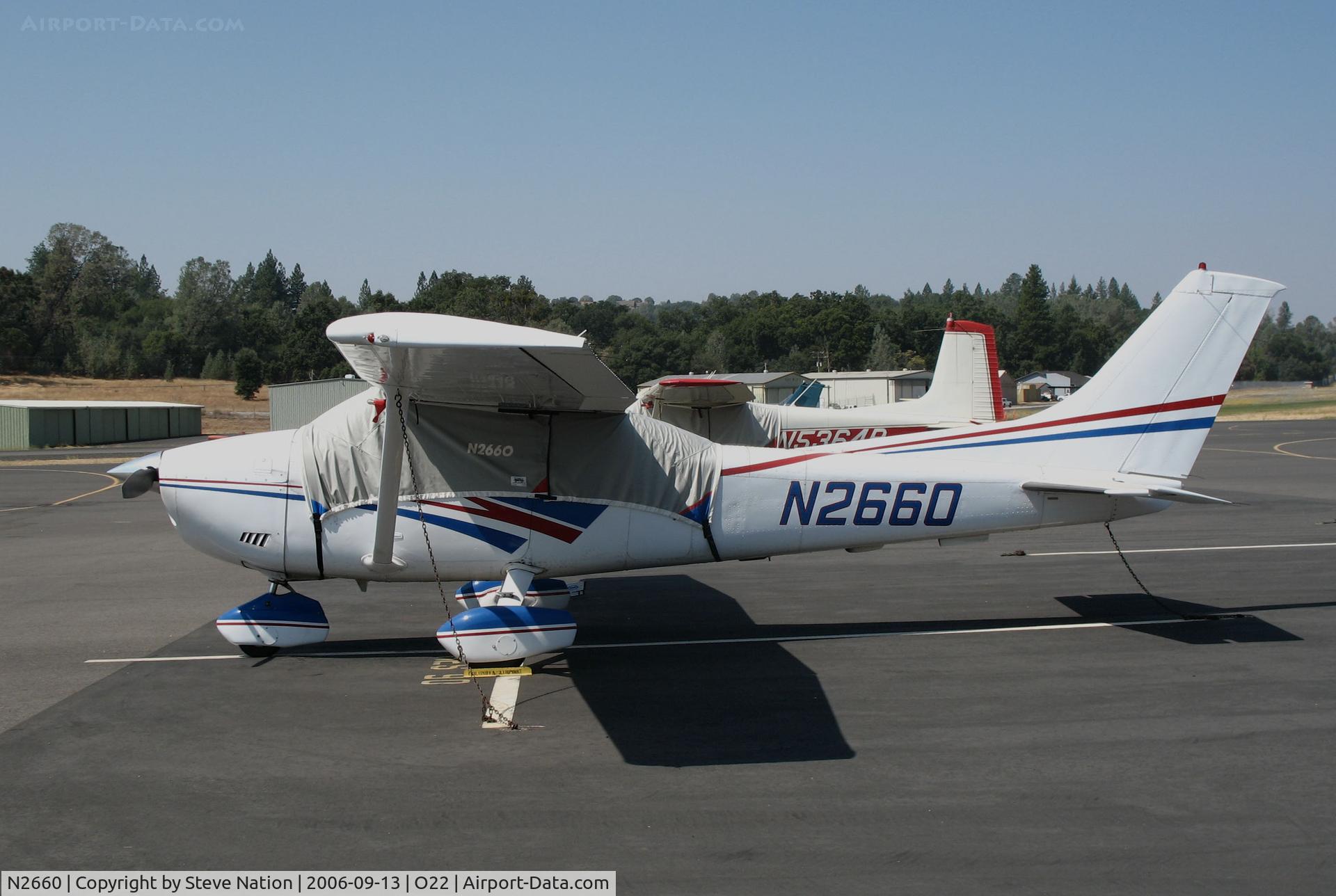 N2660, 1981 Cessna 182R Skylane C/N 18268100, Locally-based 1981 Cessna 182R Skylane with cockpit covered @ Columbia, CA