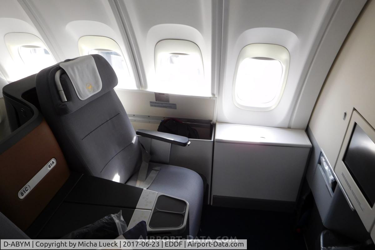 D-ABYM, 2014 Boeing 747-830 C/N 37837, First row on the upper deck (81A). A comfy ride FRA-HND...