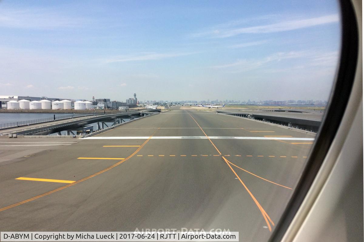 D-ABYM, 2014 Boeing 747-830 C/N 37837, Just landed in Haneda - long taxi to the gate