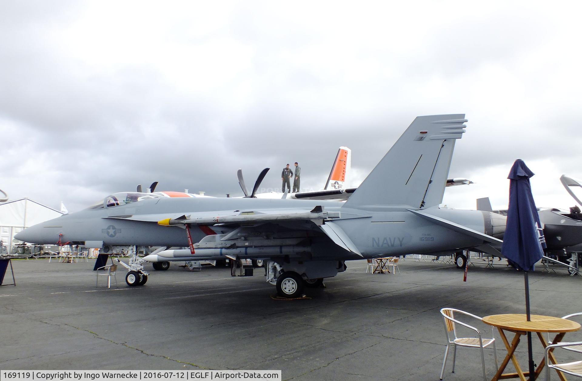 169119, Boeing F/A-18E Super Hornet C/N E293, Boeing / McDonnell Douglas F/A-18E Super Hornet of the USN at Farnborough International 2016