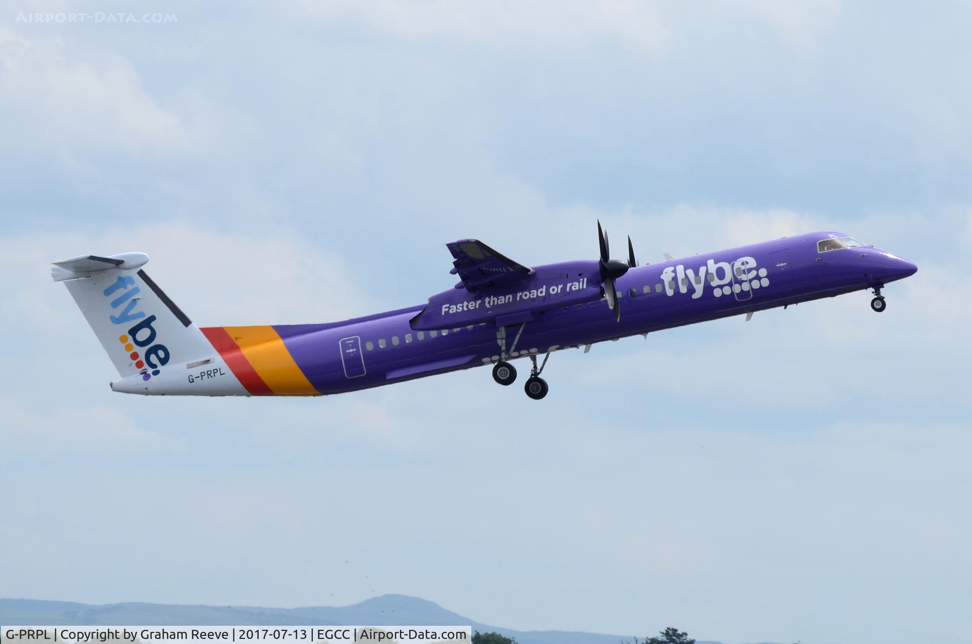 G-PRPL, 2011 Bombardier DHC-8-402 Dash 8 C/N 4380, Departing from Manchester.
