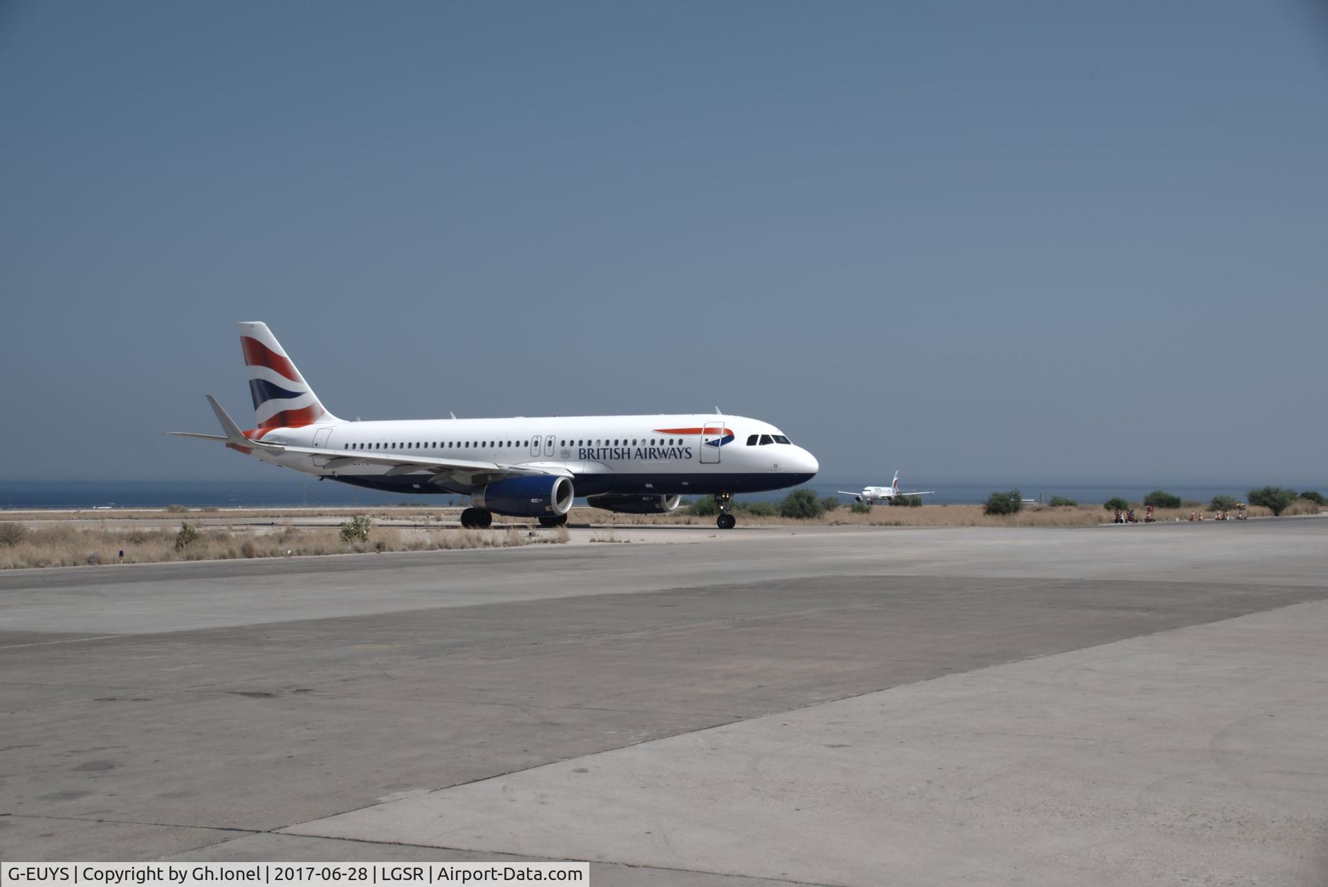 G-EUYS, 2013 Airbus A320-232 C/N 5948, Arrive in Santorini