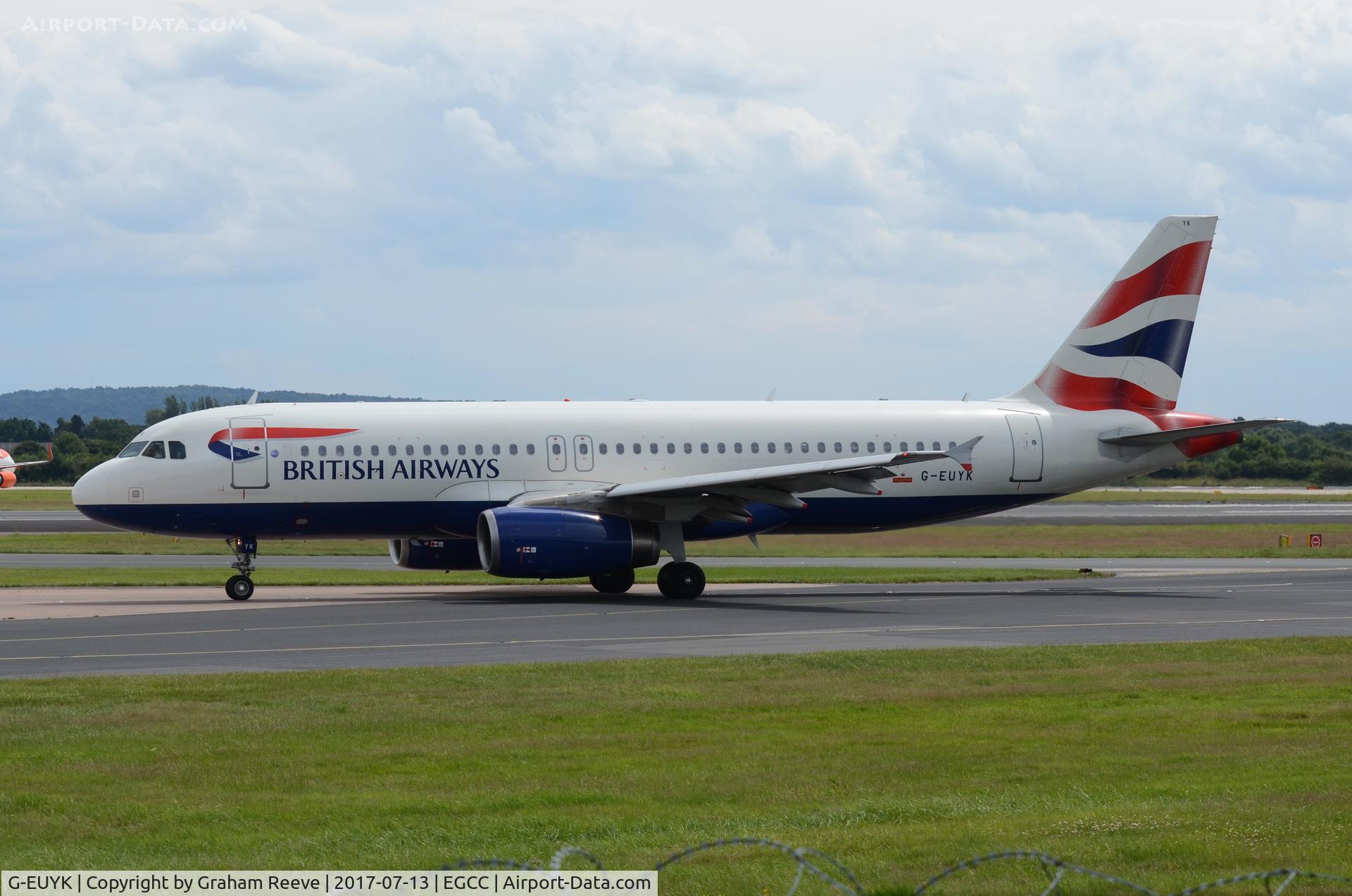 G-EUYK, 2010 Airbus A320-232 C/N 4551, Just landed at Manchester.