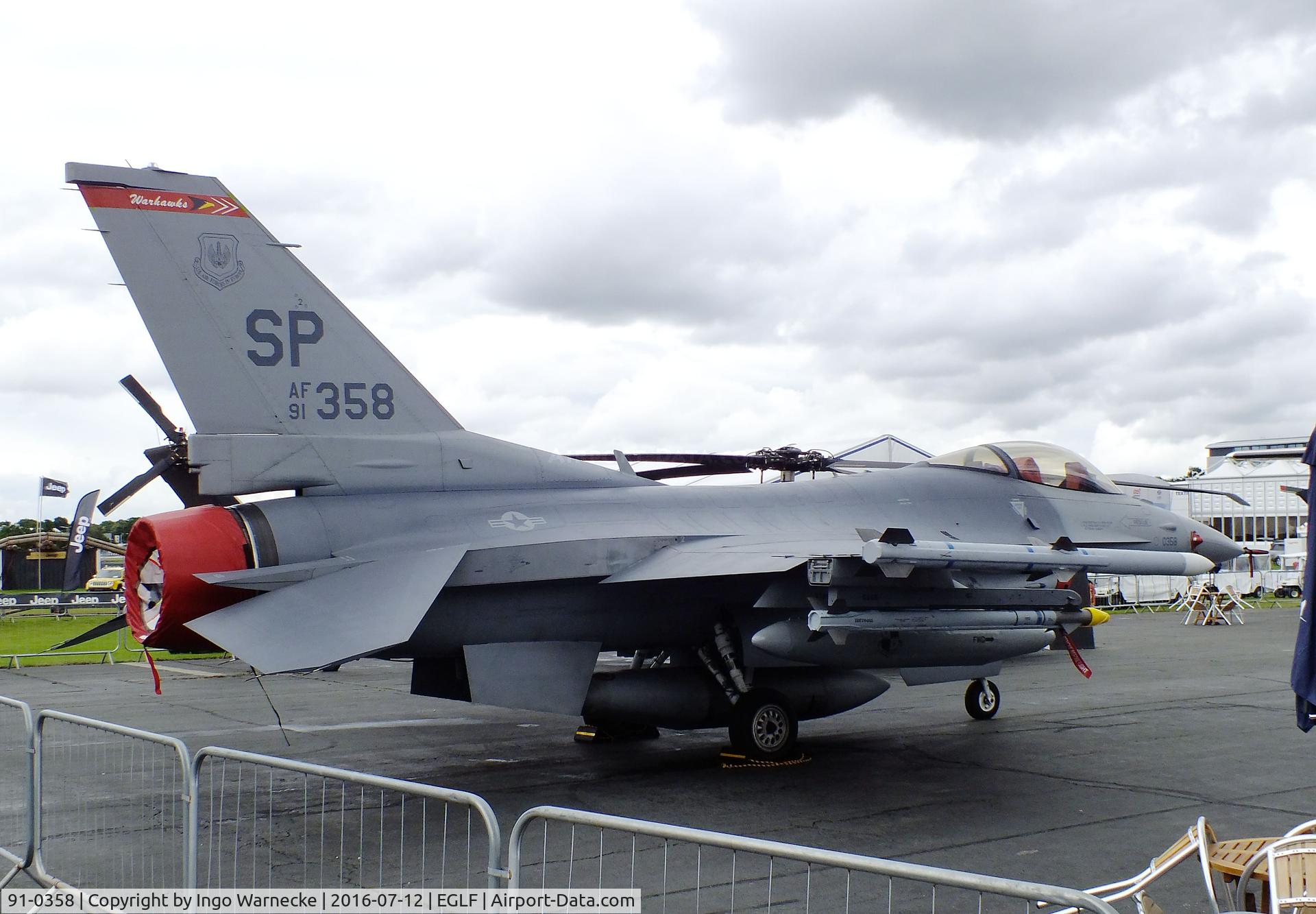 91-0358, 1993 General Dynamics F-16CJ Fighting Falcon C/N CC-56, General Dynamics F-16C Fighting Falcon of the USAF at  Farnborough International 2016