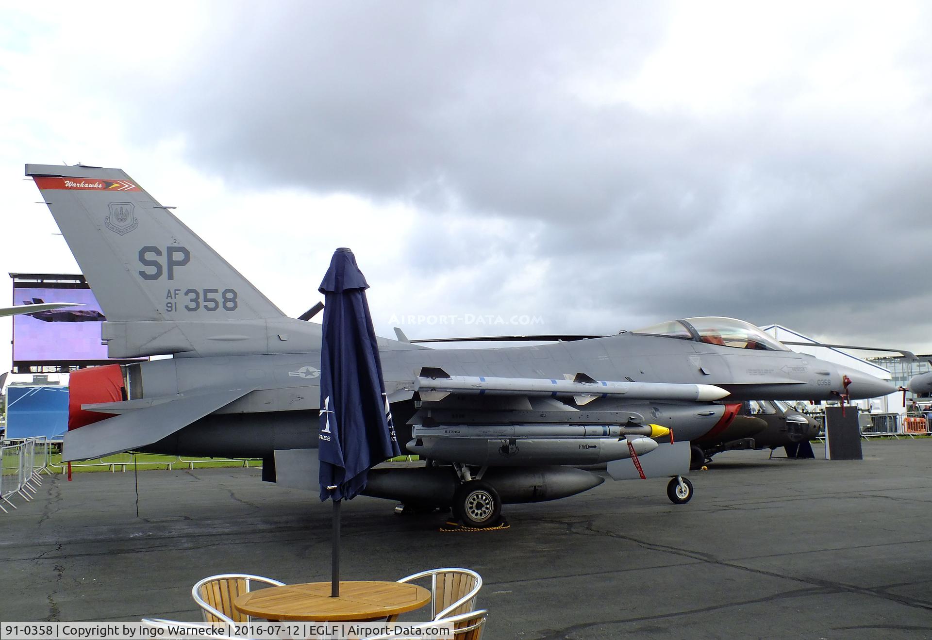 91-0358, 1993 General Dynamics F-16CJ Fighting Falcon C/N CC-56, General Dynamics F-16C Fighting Falcon of the USAF at  Farnborough International 2016