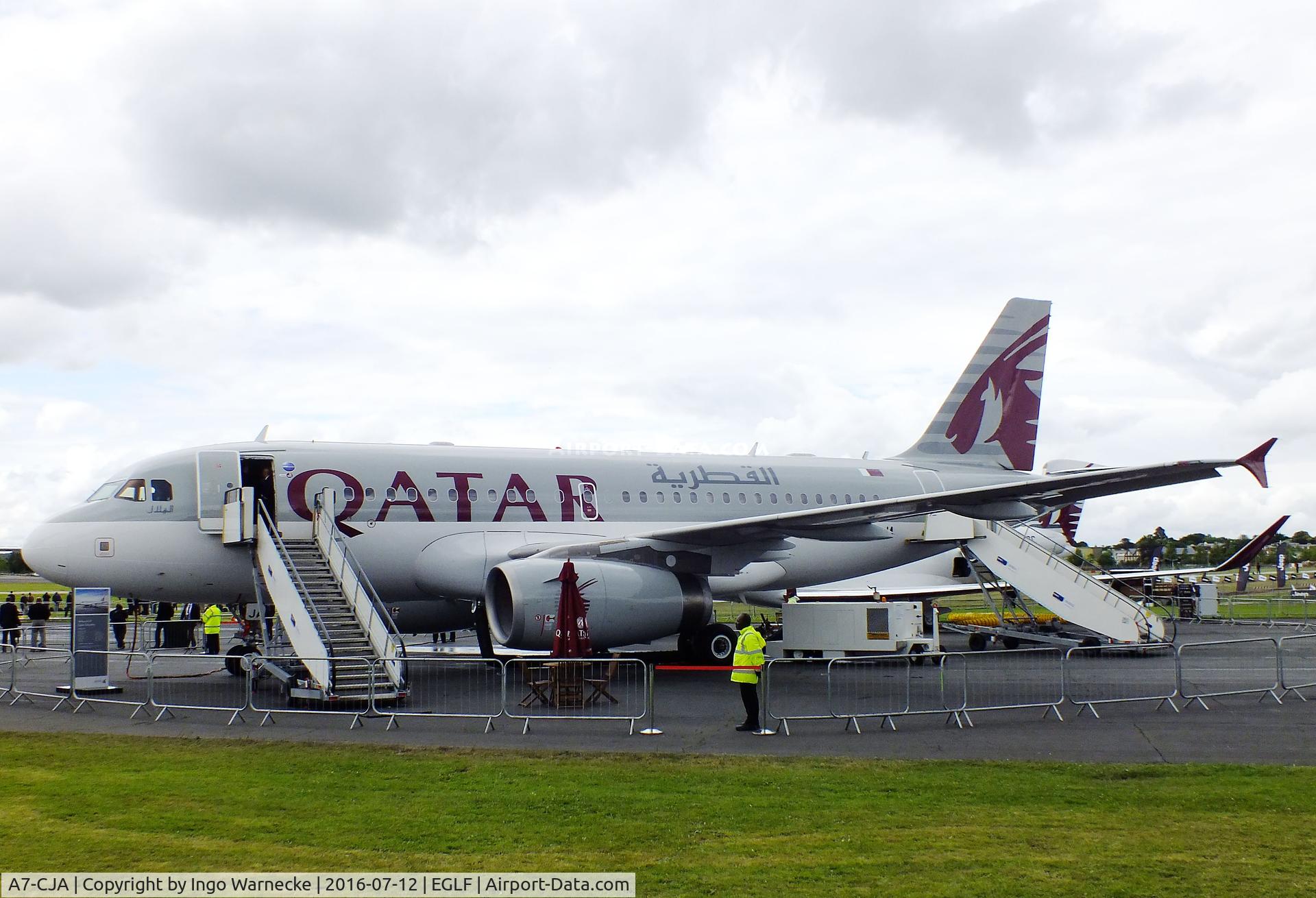 A7-CJA, Airbus A319-133LR C/N 1656, Airbus A319-133LR of Qatar Airways at  Farnborough International 2016