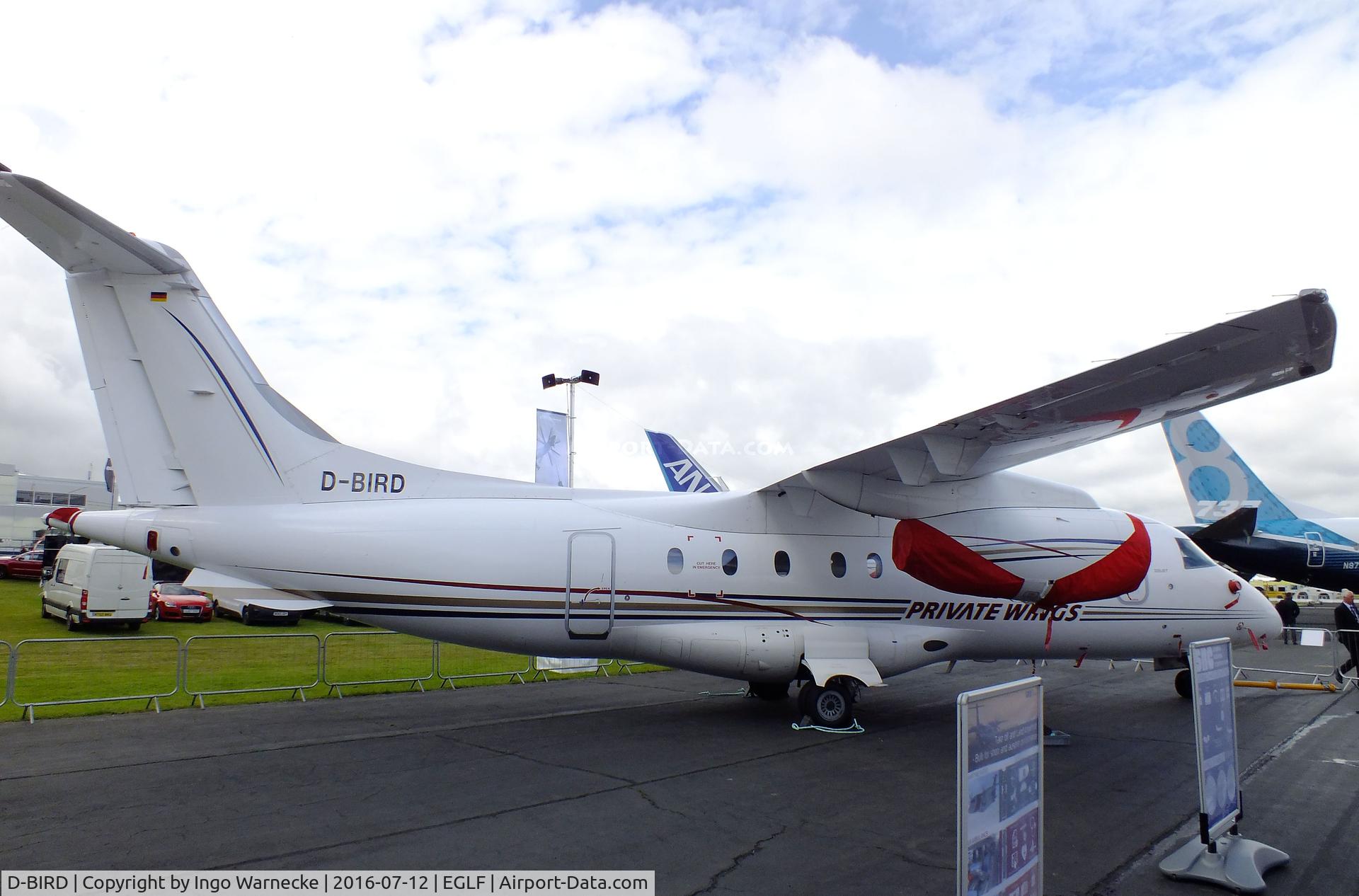 D-BIRD, 2001 Dornier Do328-310Jet C/N 3180, Fairchild Dornier 328-300 328JET of Private Wings at  Farnborough International 2016