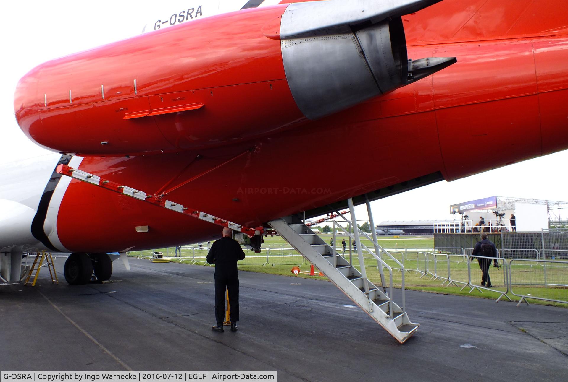 G-OSRA, 1984 Boeing 727-2S2F C/N 22938, Boeing 727-225/Adv(RE) Super 27 converted to anti-oil spill aircraft of Oil Spill Response Ltd at Farnborough International 2016