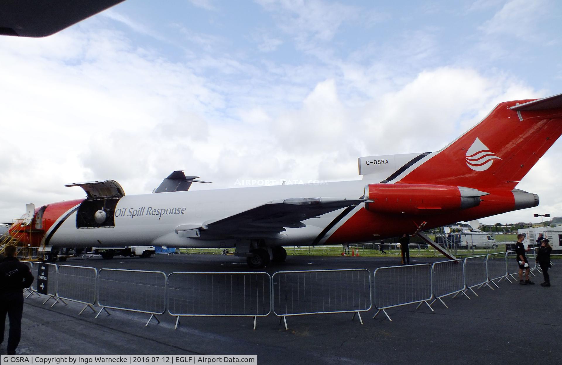 G-OSRA, 1984 Boeing 727-2S2F C/N 22938, Boeing 727-225/Adv(RE) Super 27 converted to anti-oil spill aircraft of Oil Spill Response Ltd at Farnborough International 2016