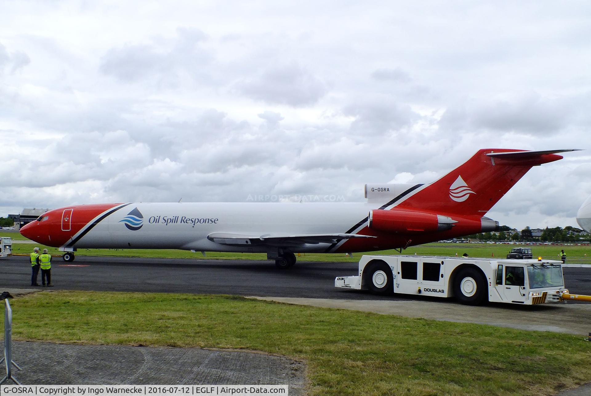 G-OSRA, 1984 Boeing 727-2S2F C/N 22938, Boeing 727-225/Adv(RE) Super 27 converted to anti-oil spill aircraft of Oil Spill Response Ltd at  Farnborough International 2016