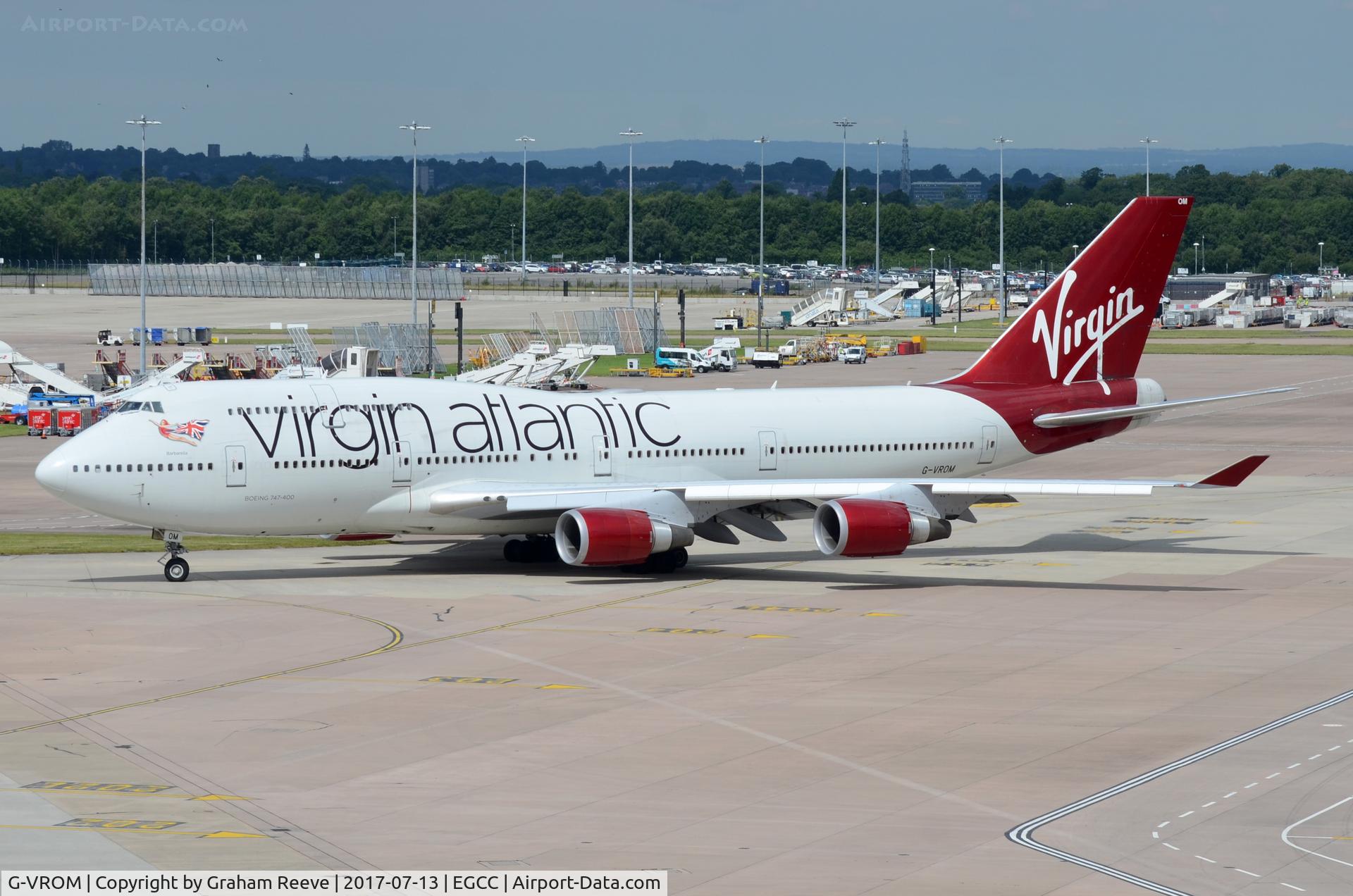 G-VROM, 2001 Boeing 747-443 C/N 32339, Departing from Manchester.