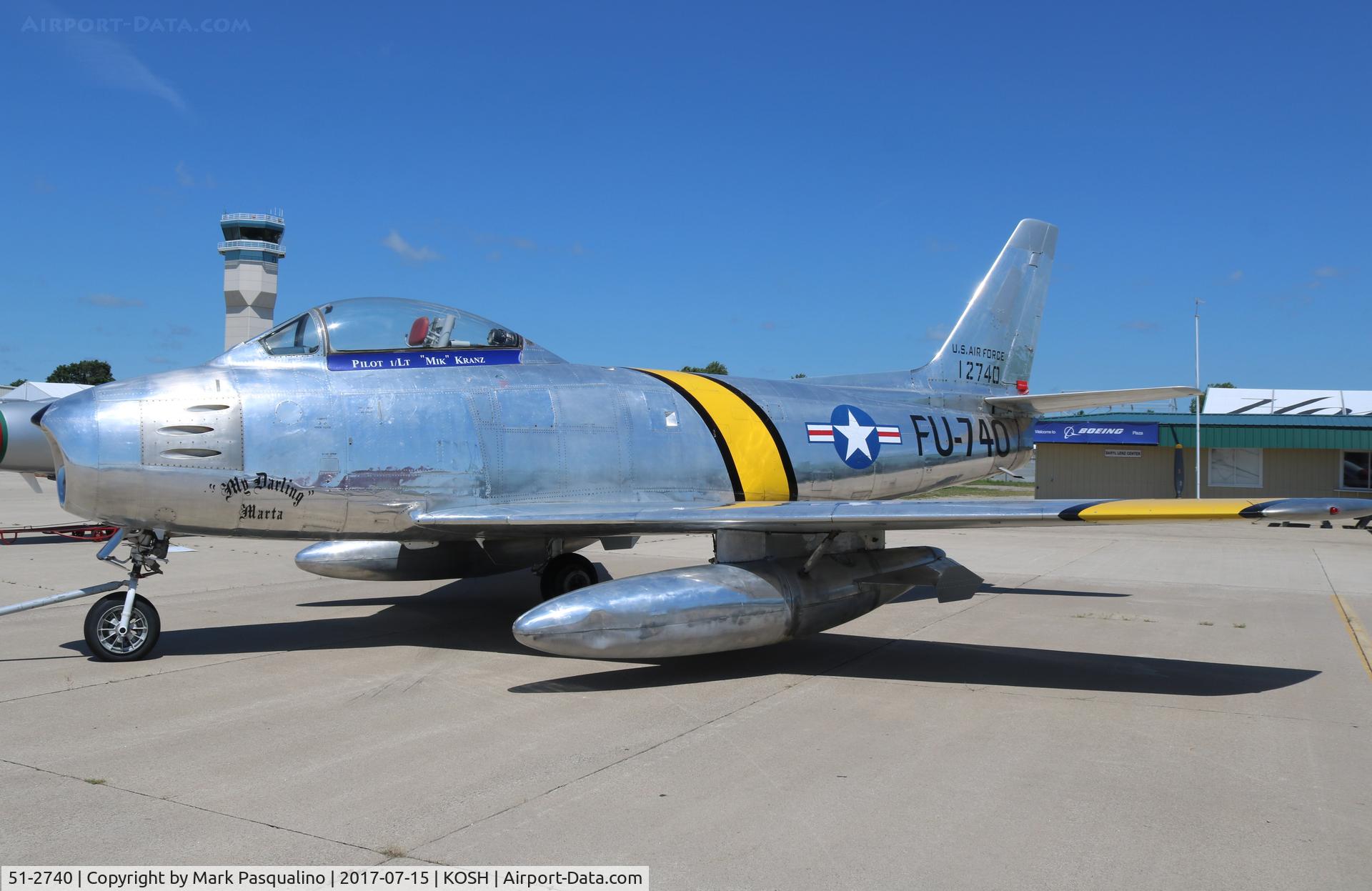 51-2740, 1951 North American F-86E Sabre C/N 172-23, North American F-86E
