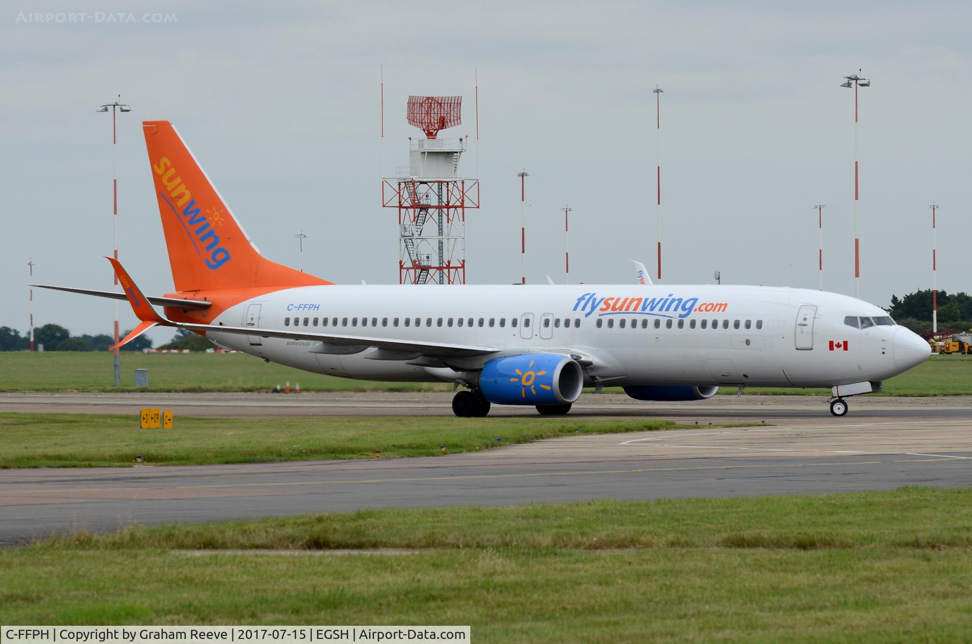 C-FFPH, 2014 Boeing 737-81D C/N 39440, Just landed at Norwich.