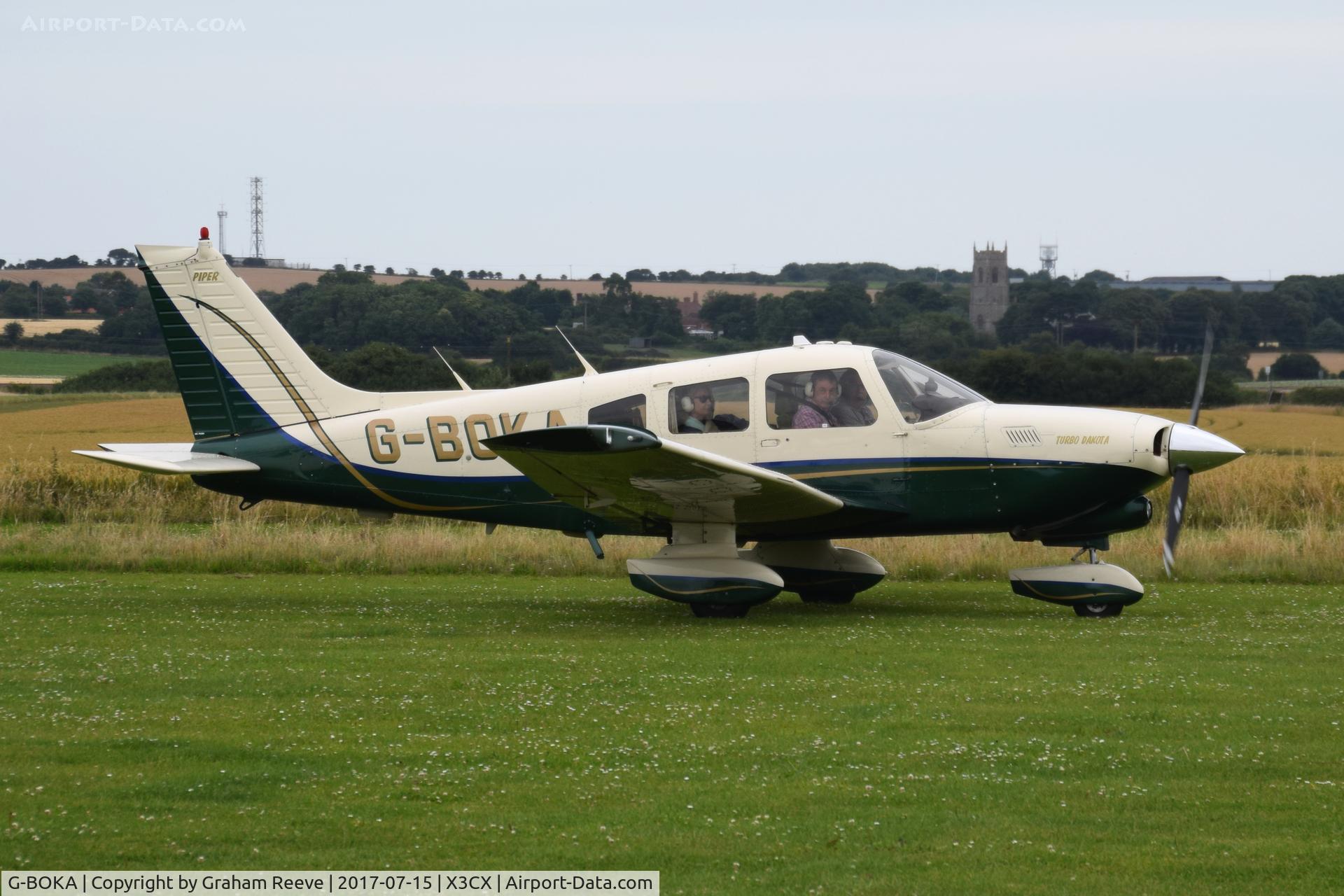 G-BOKA, 1979 Piper PA-28-201T Turbo Dakota C/N 28-7921076, Just landed at Northrepps.