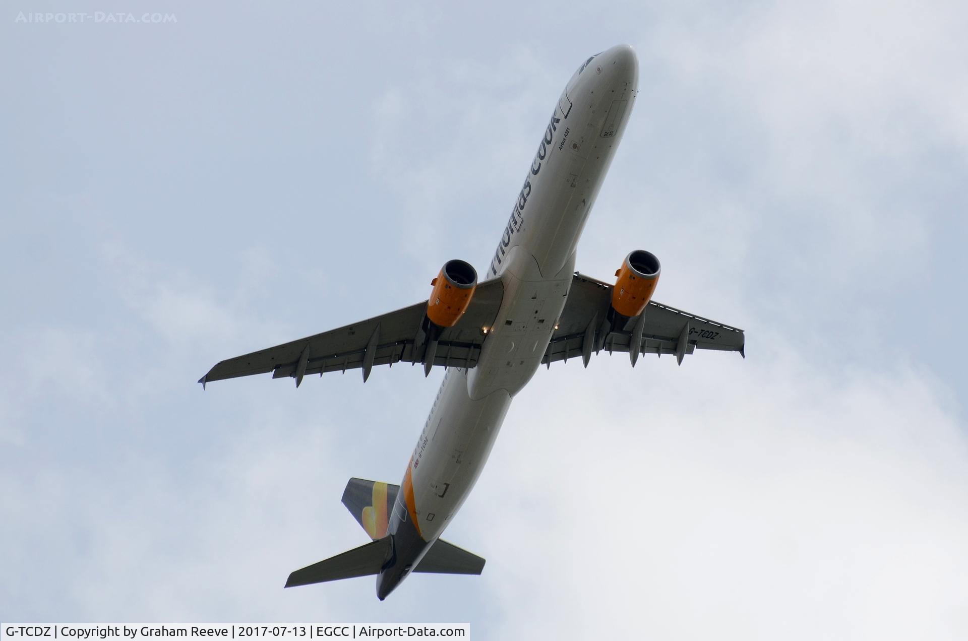 G-TCDZ, 1999 Airbus A321-211 C/N 1006, Over head at Manchester.