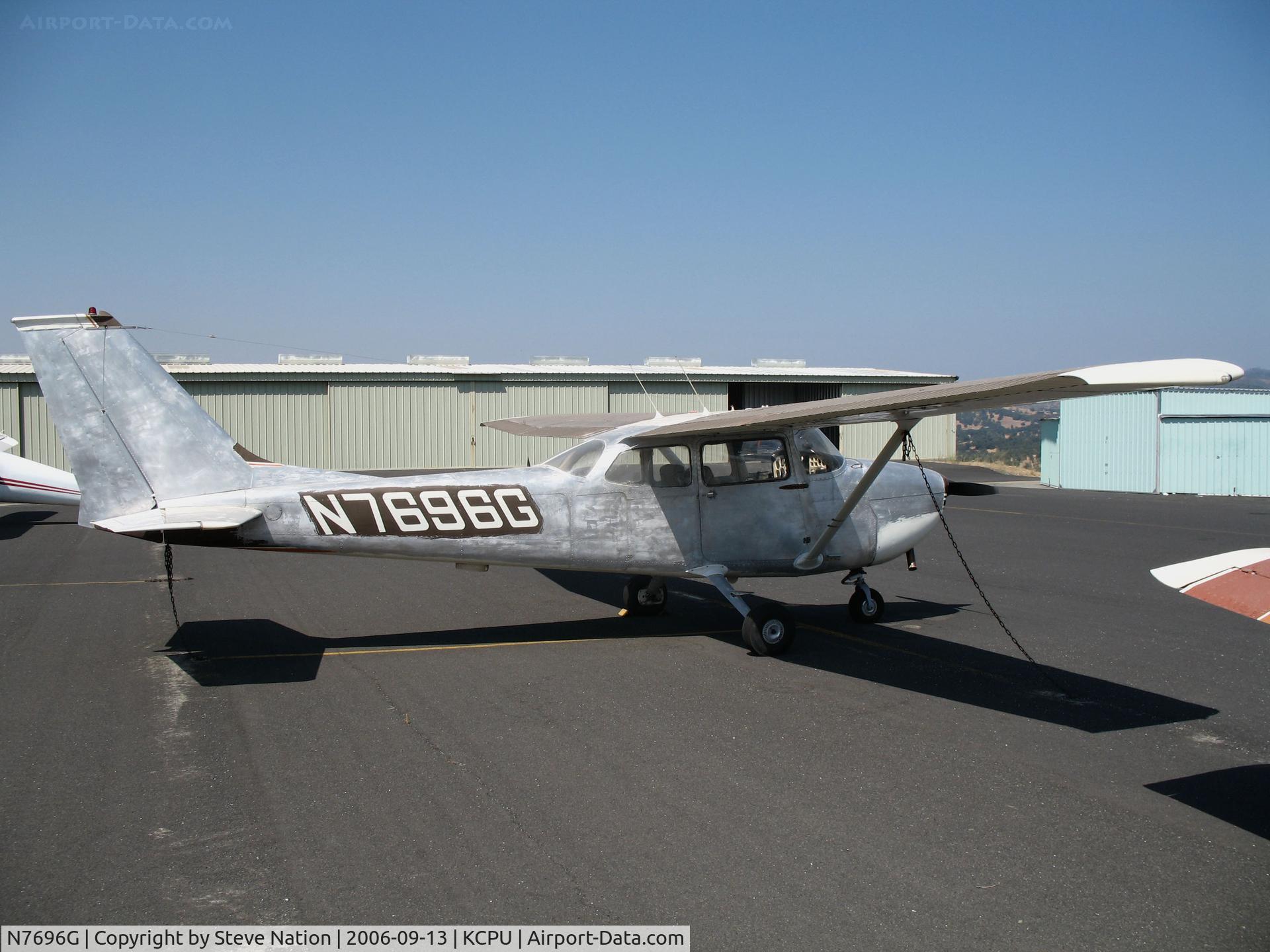 N7696G, 1970 Cessna 172L C/N 17259396, Locally-based 1970 Cessna 172L Skyhawk in stripped aluminum scheme @ Maury Rasmussen Field/Calaveras County Airport, San Andreas, CA