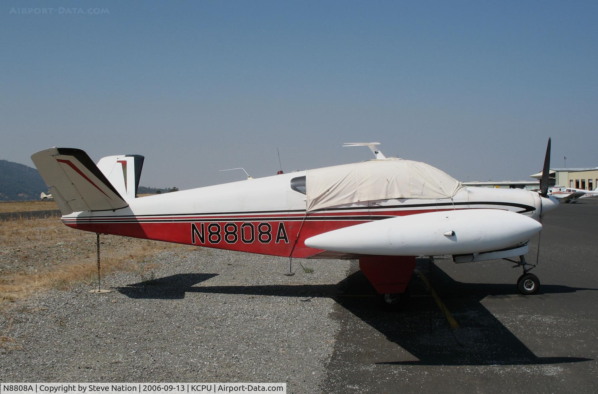 N8808A, 1950 Beech B35 C/N D-2230, Locally-based 1950 Beech 35 Bonanza with cockpit cover @ Maury Rasmussen Field/Calaveras County Airport, San Andreas, CA
