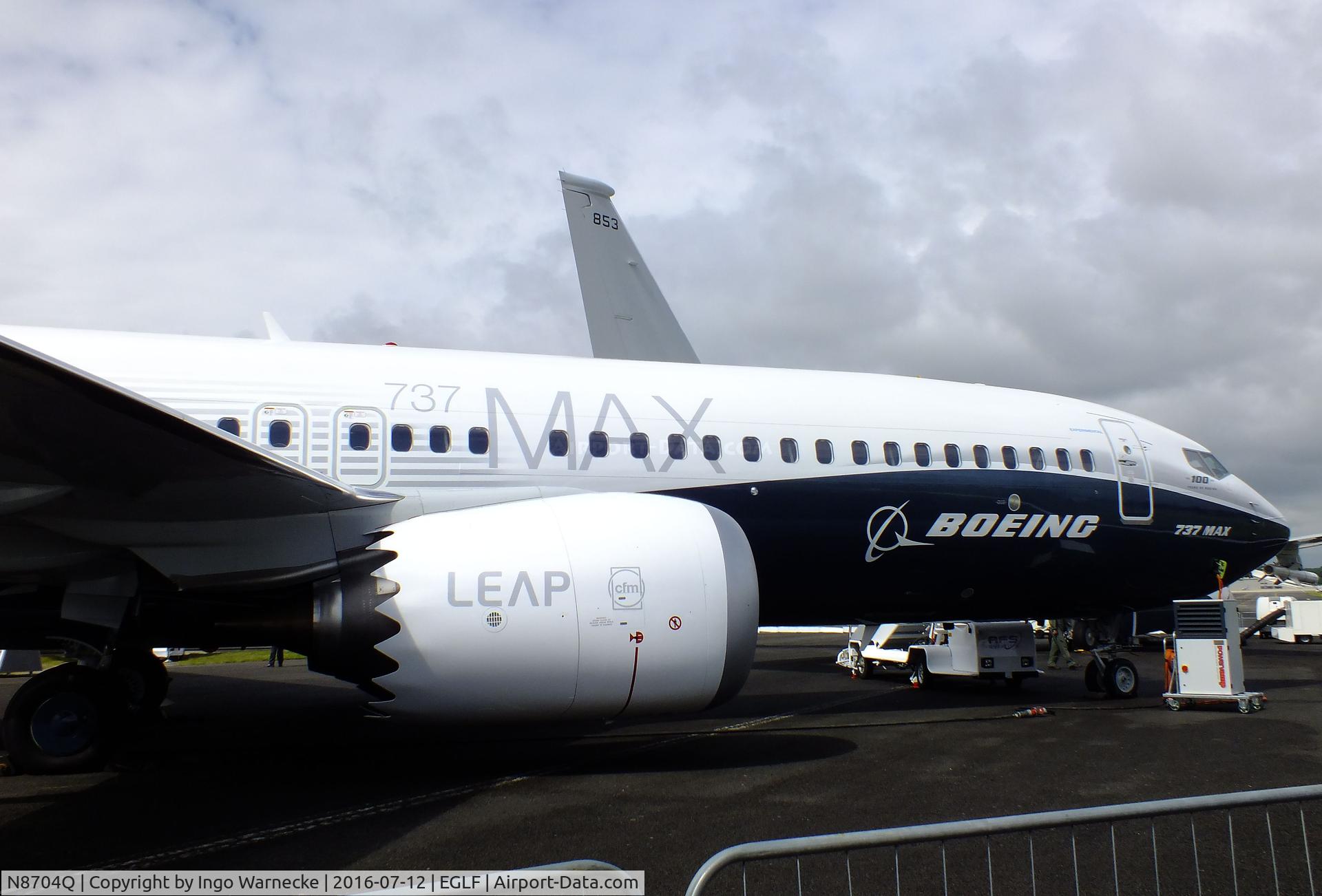 N8704Q, 2016 Boeing 737-8 MAX C/N 36988, Boeing 737-8H4 MAX 8 at Farnborough International 2016
