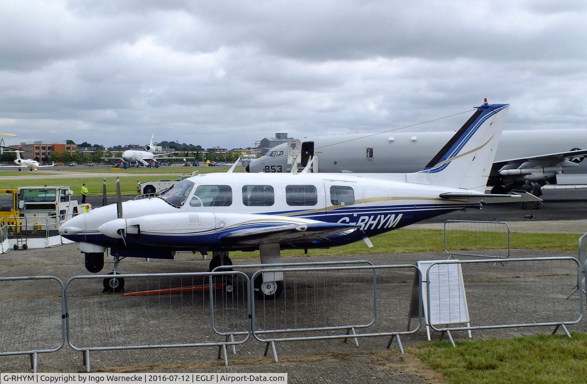 G-RHYM, 1972 Piper PA-31-310 Navajo C/N 31-815, Piper PA-31-310 Navajo of 2Excel Aviation at Farnborough International 2016