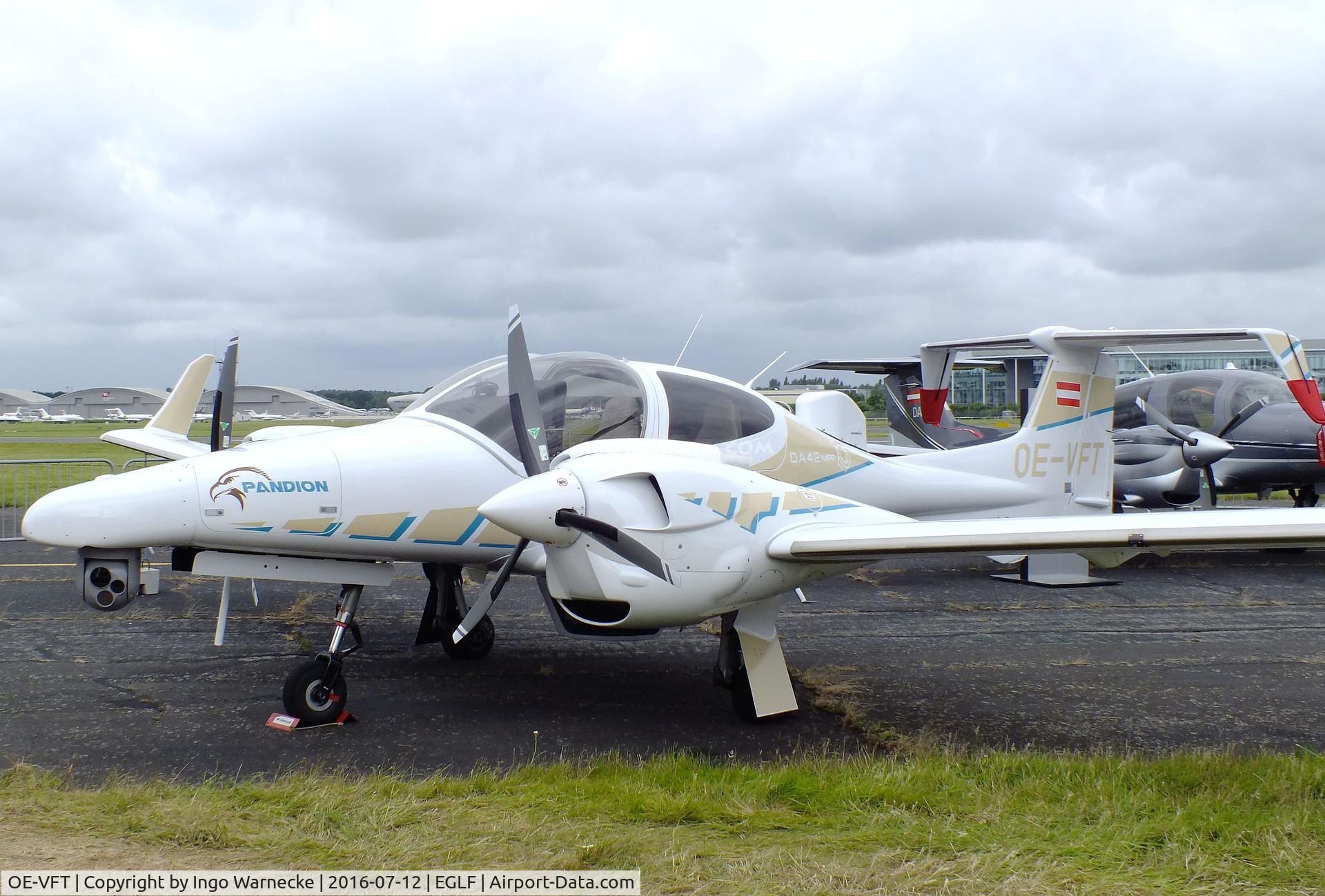 OE-VFT, Diamond DA-42 NG Turbo Twin Star C/N 42.379, Diamond DA-42MPP Pandion at Farnborough International 2016