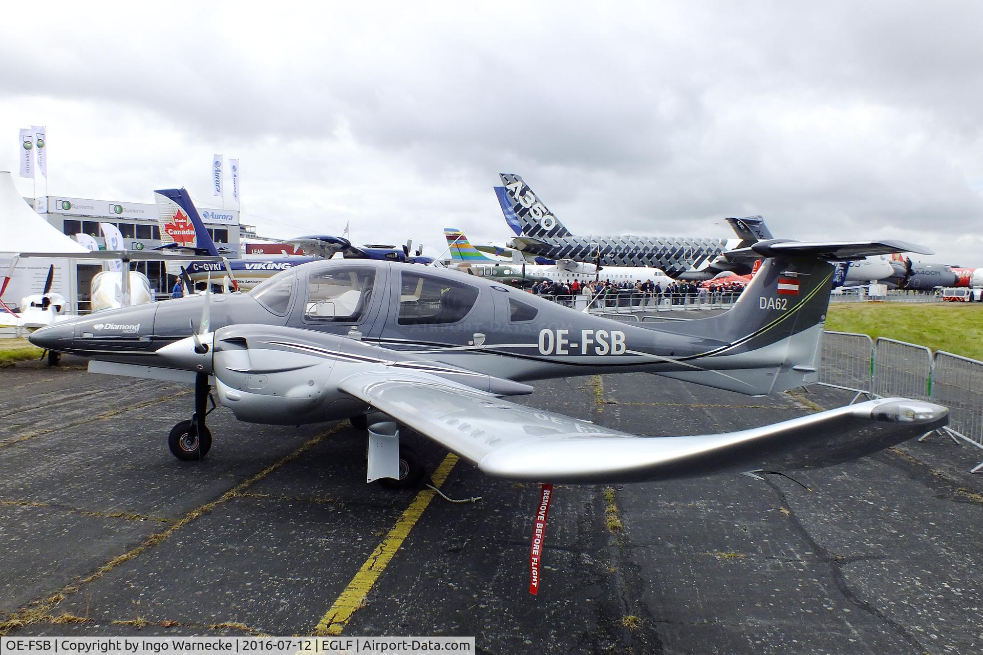 OE-FSB, 2016 Diamond DA-62 C/N 62.007, Diamond DA-62 at Farnborough International 2016