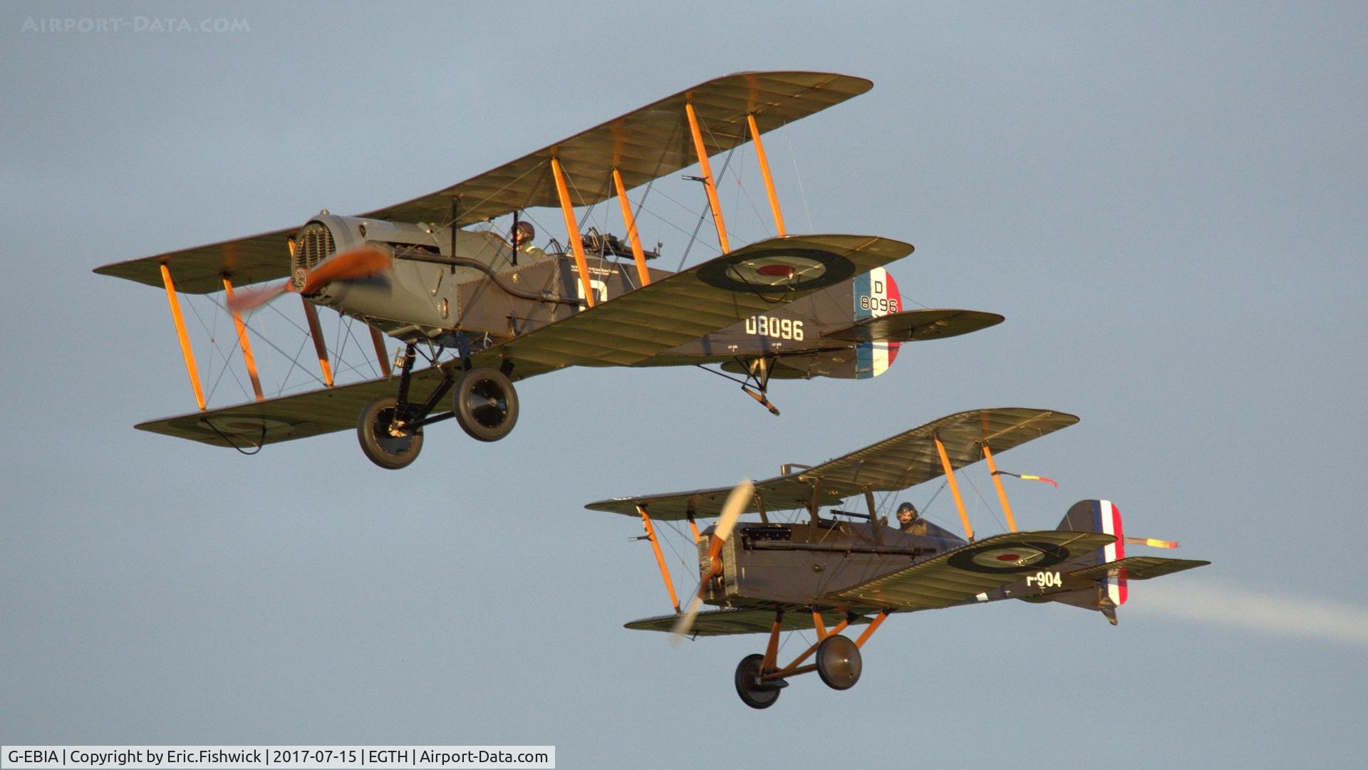 G-EBIA, 1918 Royal Aircraft Factory SE-5A C/N 654/2404, el. F-904 with D8096 in display mode at the Evening Airshow, The Shuttleworth Collection, July, 2017.