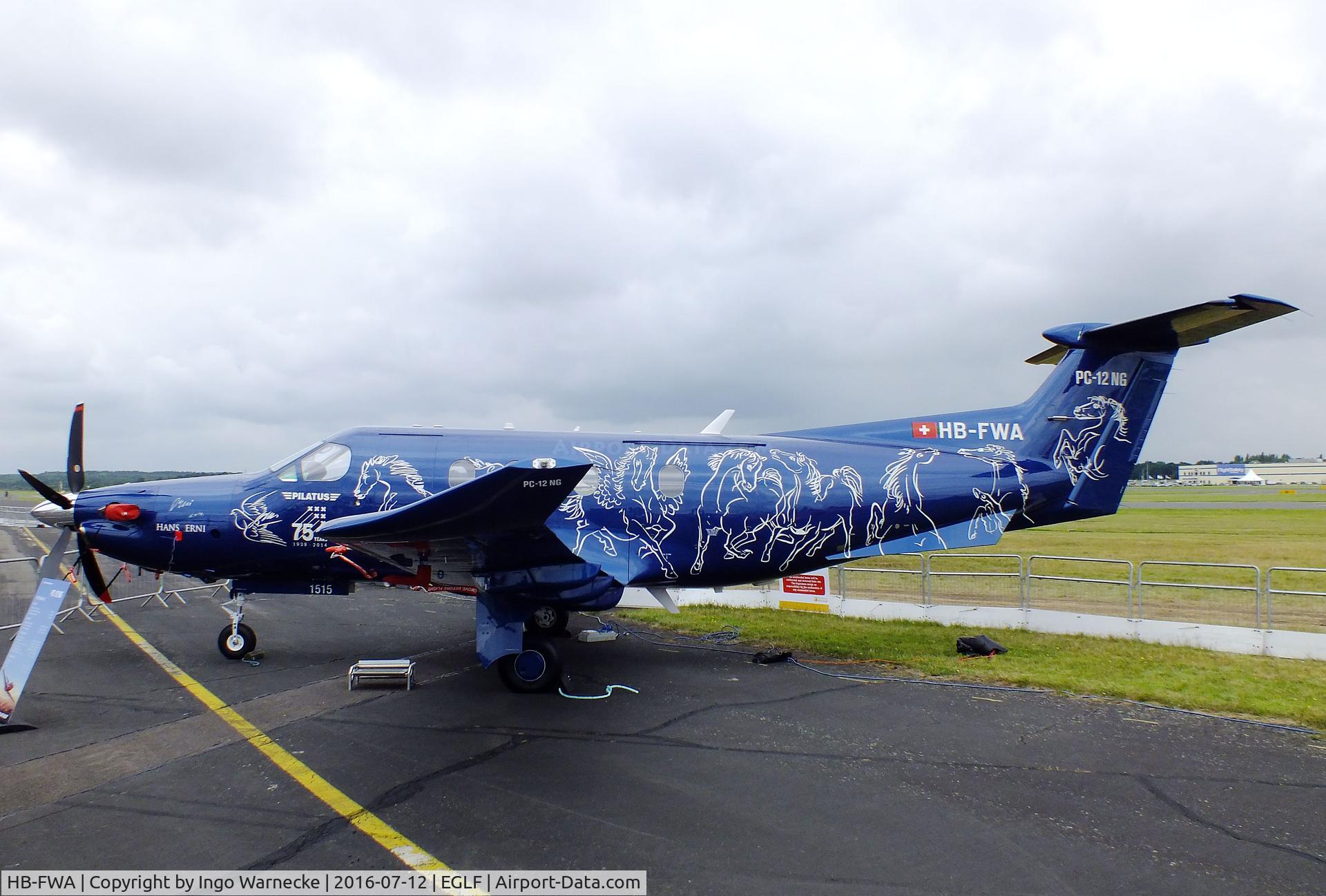 HB-FWA, 2015 Pilatus PC-12/47E C/N 1515, Pilatus PC-12/47E at Farnborough International 2016