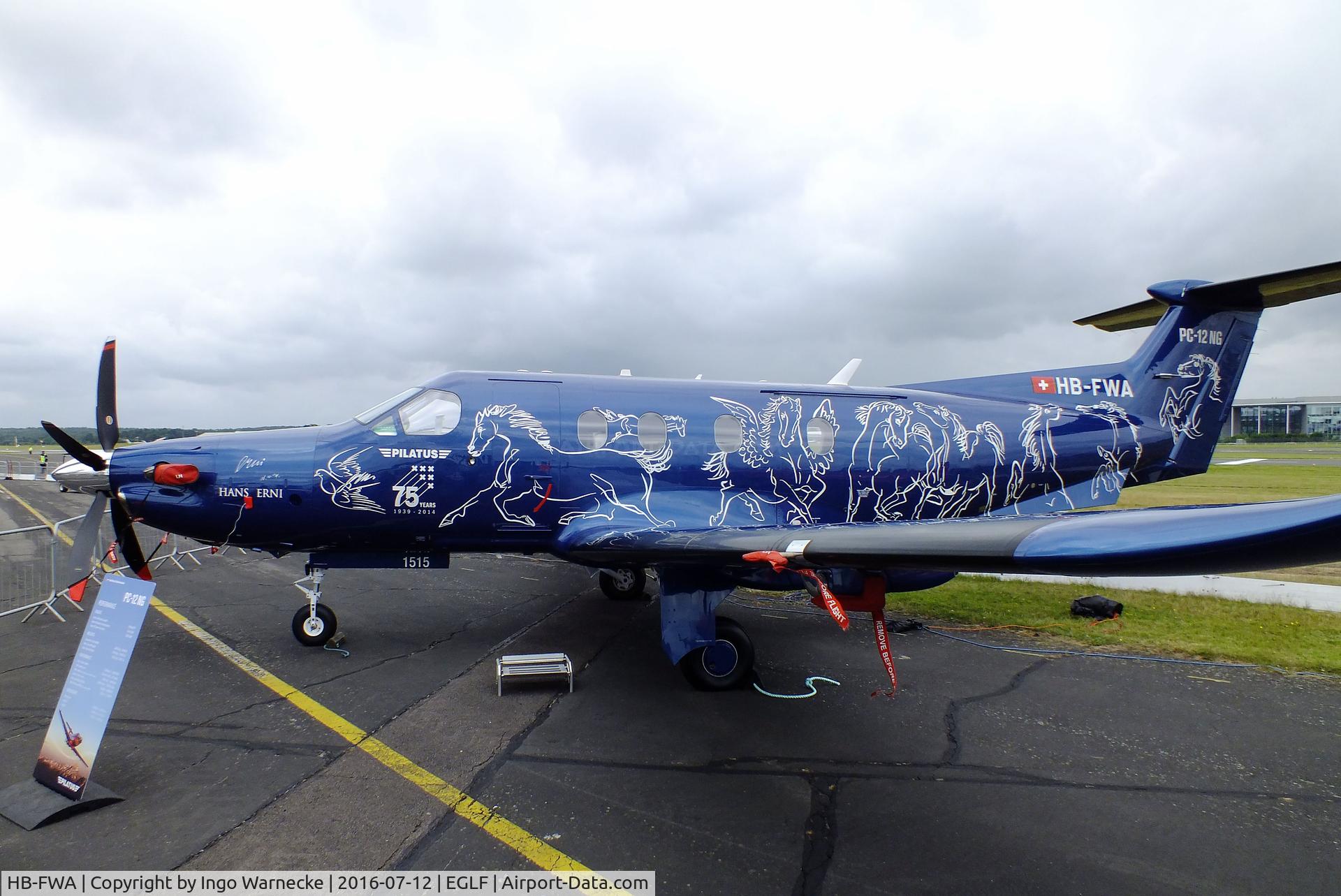 HB-FWA, 2015 Pilatus PC-12/47E C/N 1515, Pilatus PC-12/47E at Farnborough International 2016