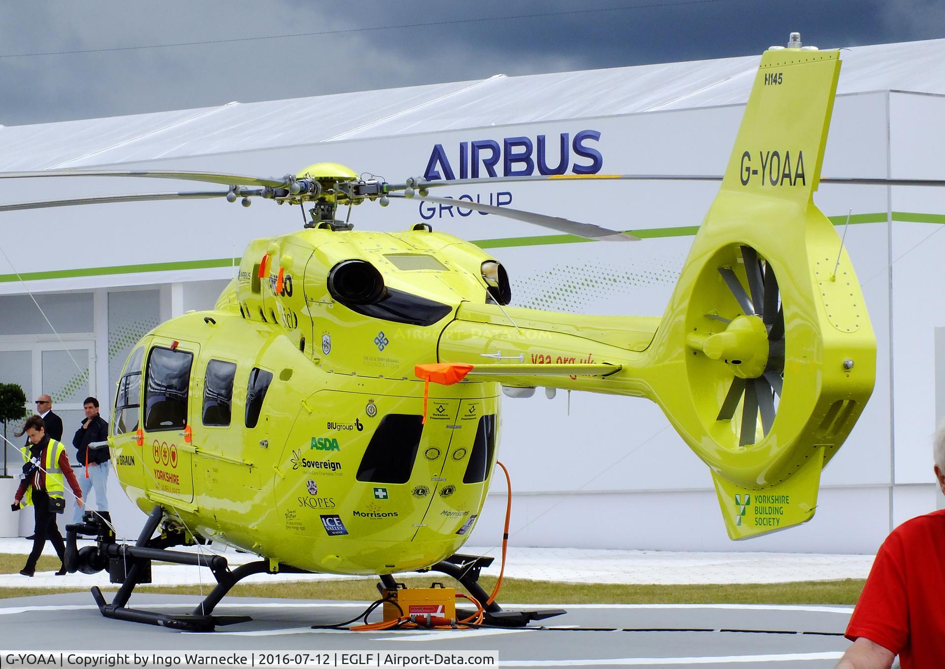 G-YOAA, 2016 Airbus Helicopters H-145 (BK-117D-2) C/N 20086, Airbus Helicopters H145 of Yorkshire Air Ambulance at Farnborough International 2016