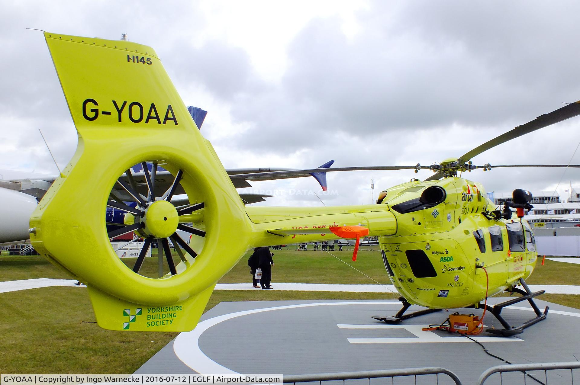 G-YOAA, 2016 Airbus Helicopters H-145 (BK-117D-2) C/N 20086, Airbus Helicopters H145 of Yorkshire Air Ambulance at Farnborough International 2016