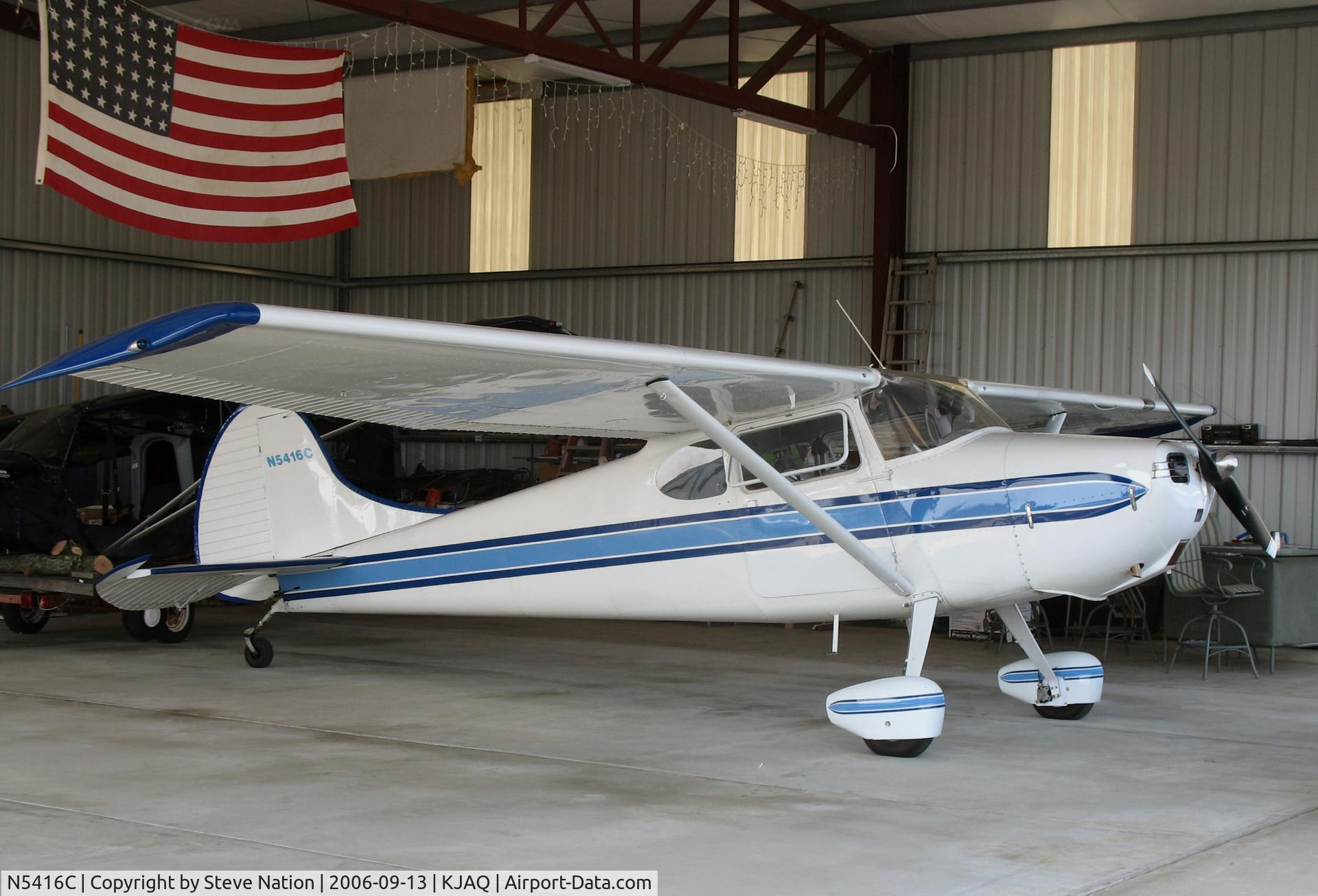 N5416C, 1950 Cessna 170A C/N 19450, Locally-based 1960 Cessna 170A in hangar @ Westover Field/Amador County Airport, Jackson, CA