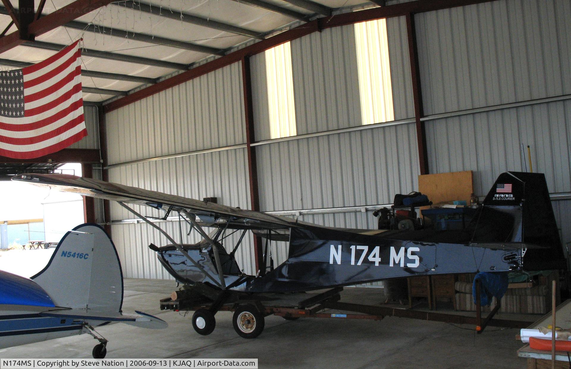 N174MS, 2006 Rans S-7LS Courier C/N 0705409, Locally-based 2006 RANS S-7LS Courier homebuilt in hangar @ Westover Field/Amador County Airport, Jackson, CA (involved in some kind of accident and now deregistered)