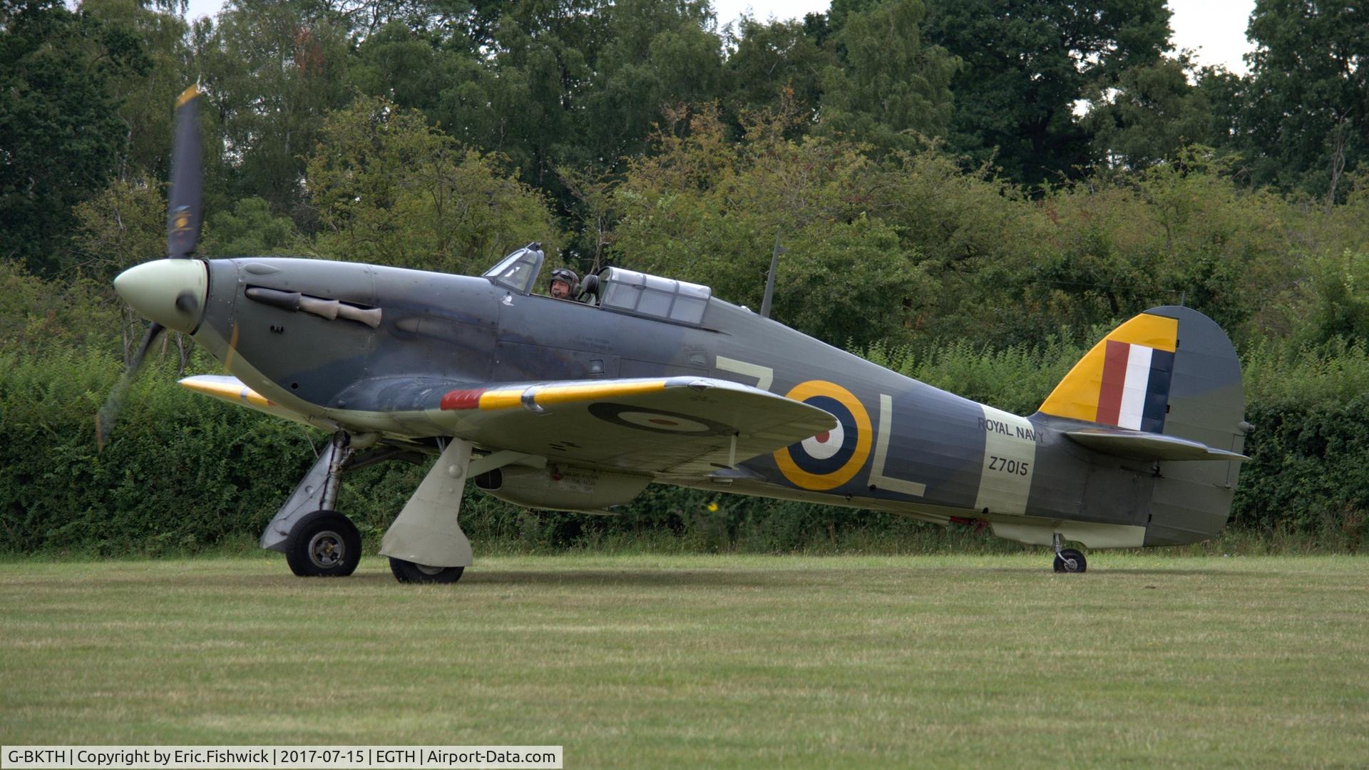 G-BKTH, 1939 Hawker (CCF) Sea Hurricane Mk1B C/N CCF/41H/4013, 1. Z7015 returns after a masterclass display at the Evening Airshow, The Shuttleworth Collection, July, 2017