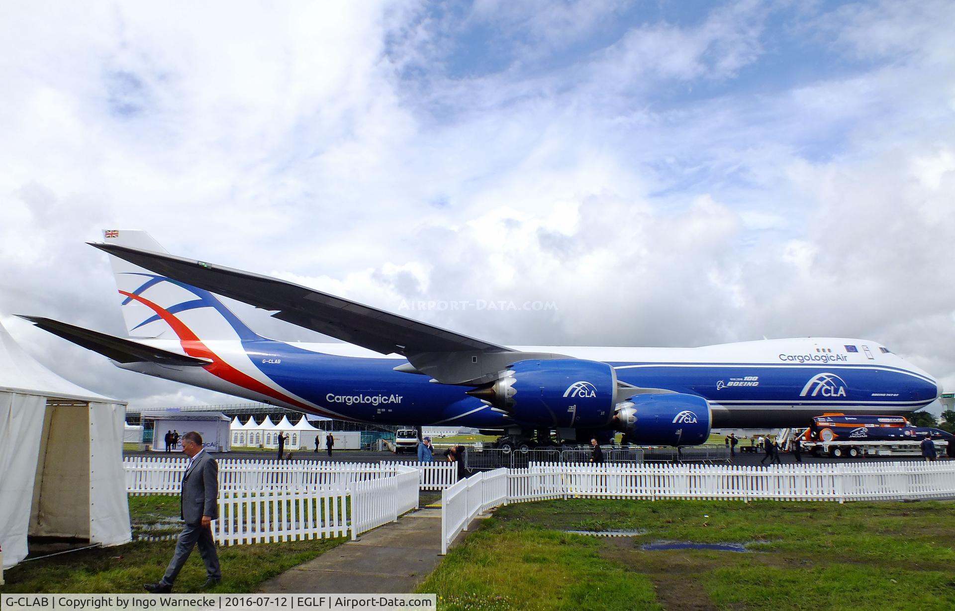 G-CLAB, 2015 Boeing 747-83QF C/N 60119, Boeing 747-83QF of CargoLogicAir at Farnborough International 2016