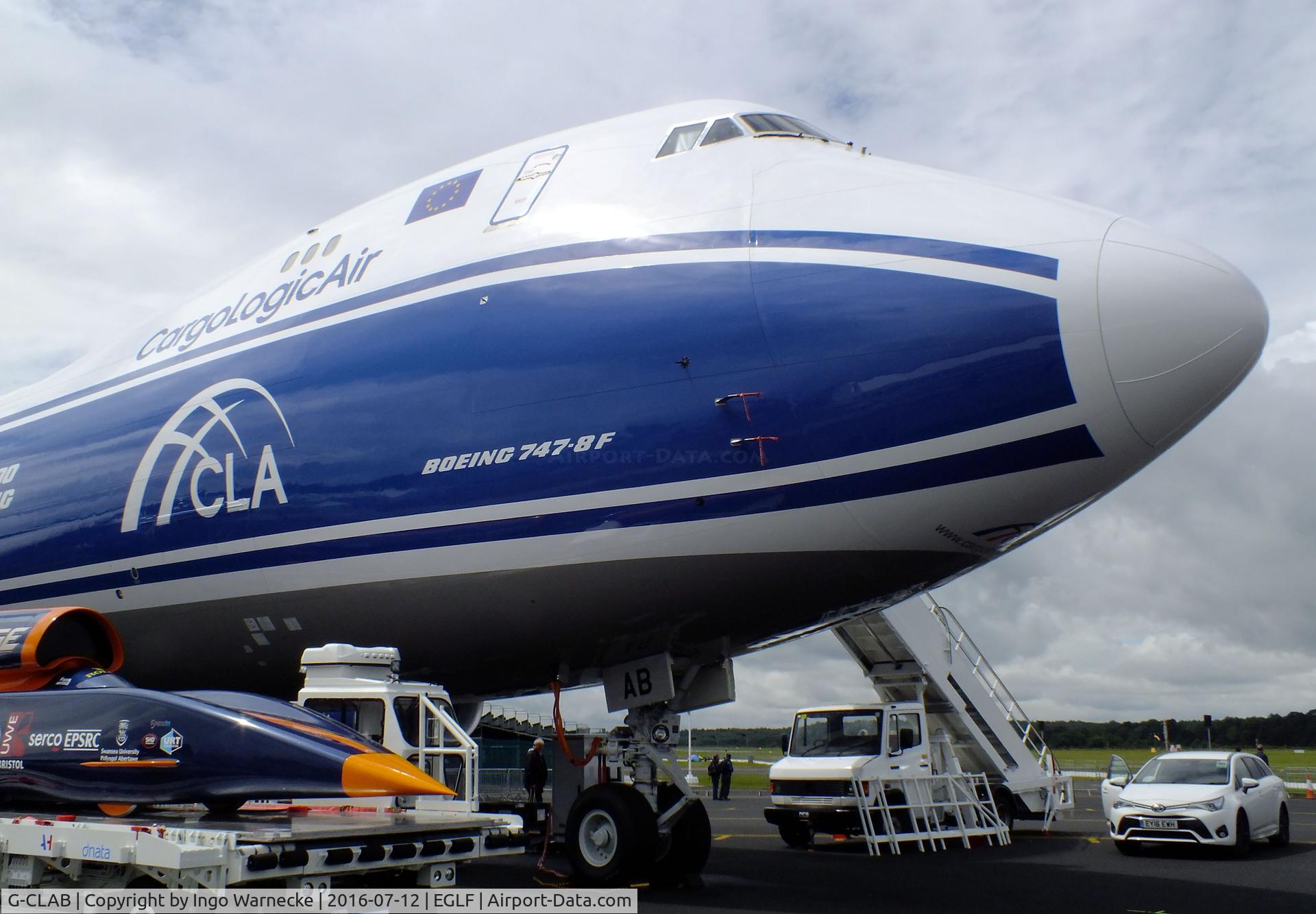 G-CLAB, 2015 Boeing 747-83QF C/N 60119, Boeing 747-83QF of CargoLogicAir at Farnborough International 2016