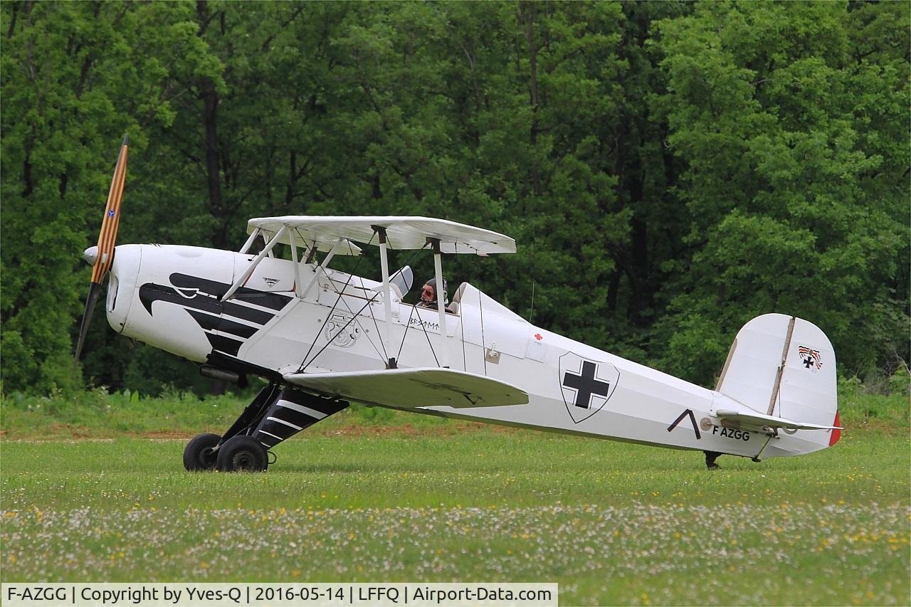 F-AZGG, 1958 CASA 1-131E Jungmann C/N 2156, CASA 1-131E Jungmann, Landing, La Ferté-Alais airfield (LFFQ) Airshow 2016