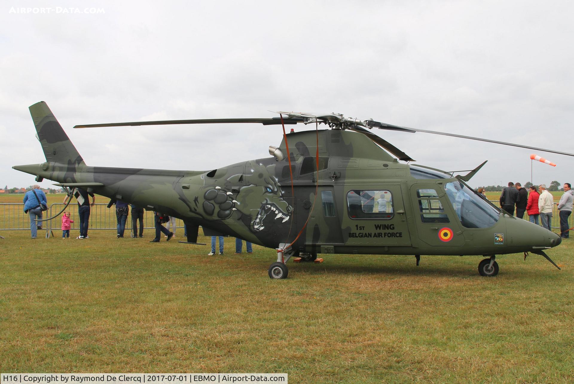 H16, 1993 Agusta A-109BA C/N 0316, H-16 / OT-ARP  with new color scheme at Moorsele fly in.
