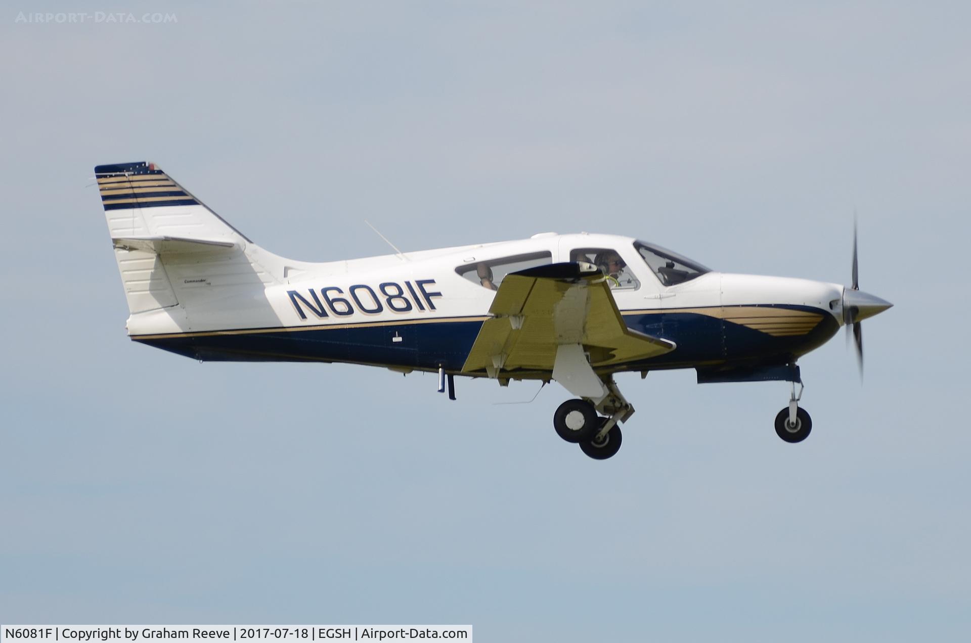 N6081F, 2001 Rockwell Commander 114-B C/N 14681, Landing at Norwich.