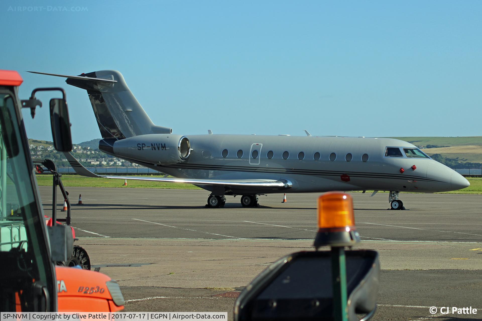 SP-NVM, 2015 Israel Aircraft Industries Gulfstream G280 C/N 2088, Obstructed view - parked on the apron at Dundee
