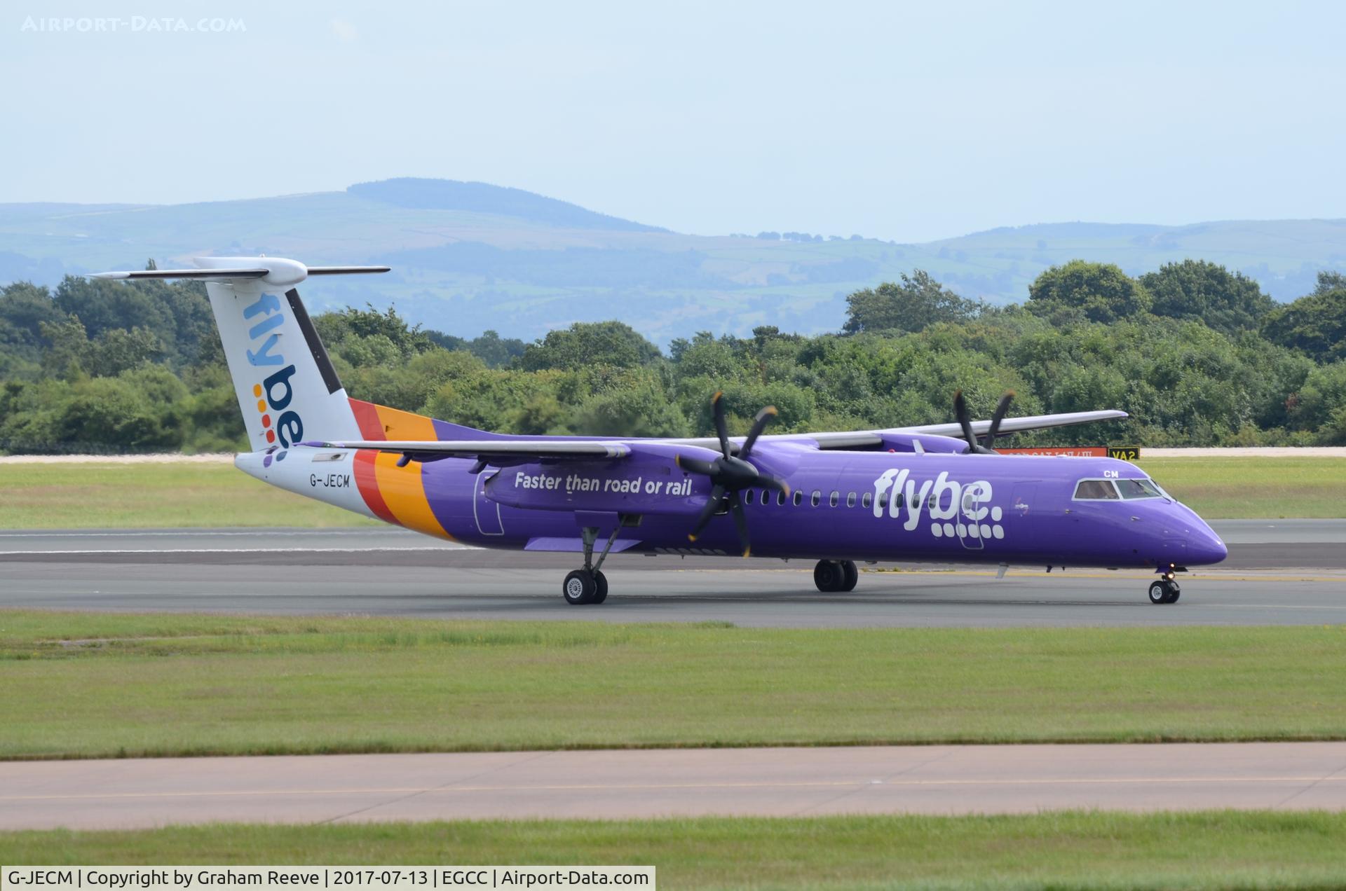G-JECM, 2005 De Havilland Canada DHC-8-402Q Dash 8 C/N 4118, Just landed at Manchester.