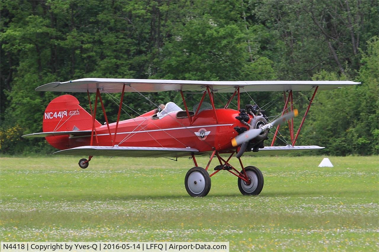 N4418, 1928 Curtiss-Wright Travel Air 4000 C/N 378, Curtiss Wright TRAVEL AIR 4000, Landing, La Ferté-Alais (LFFQ) air show 2016
