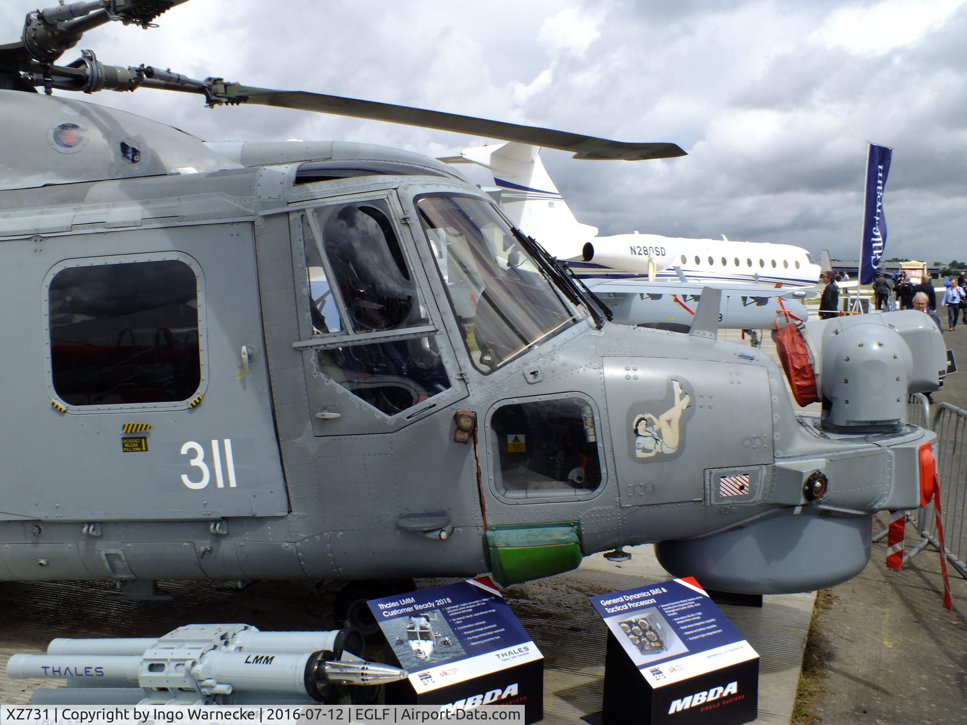 XZ731, 1980 Westland Lynx HMA.8SRU C/N 204, Westland Lynx HMA8 SRU of the Royal Navy at Farnborough International 2016