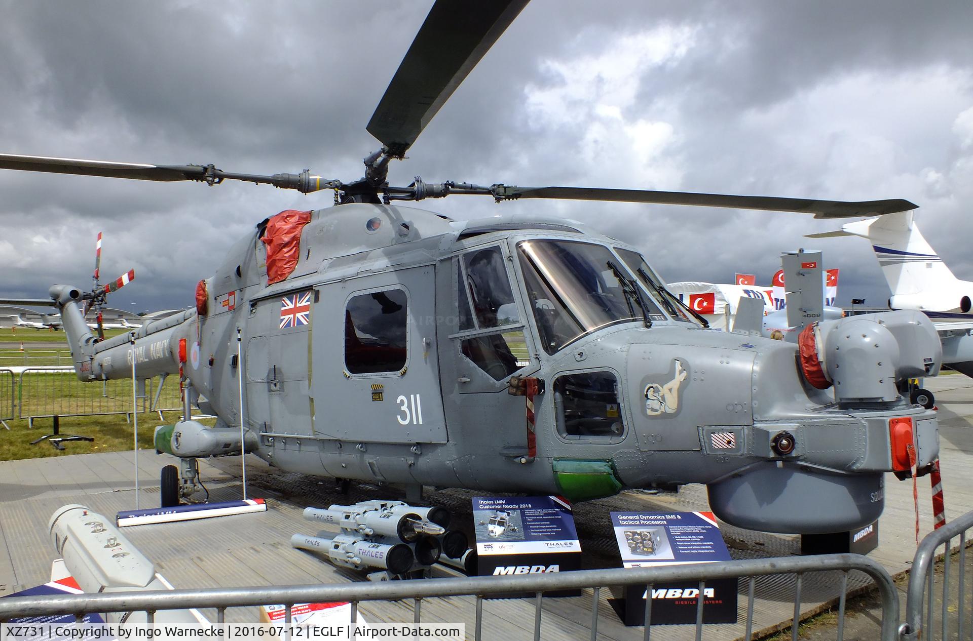 XZ731, 1980 Westland Lynx HMA.8SRU C/N 204, Westland Lynx HMA8 SRU of the Royal Navy at Farnborough International 2016