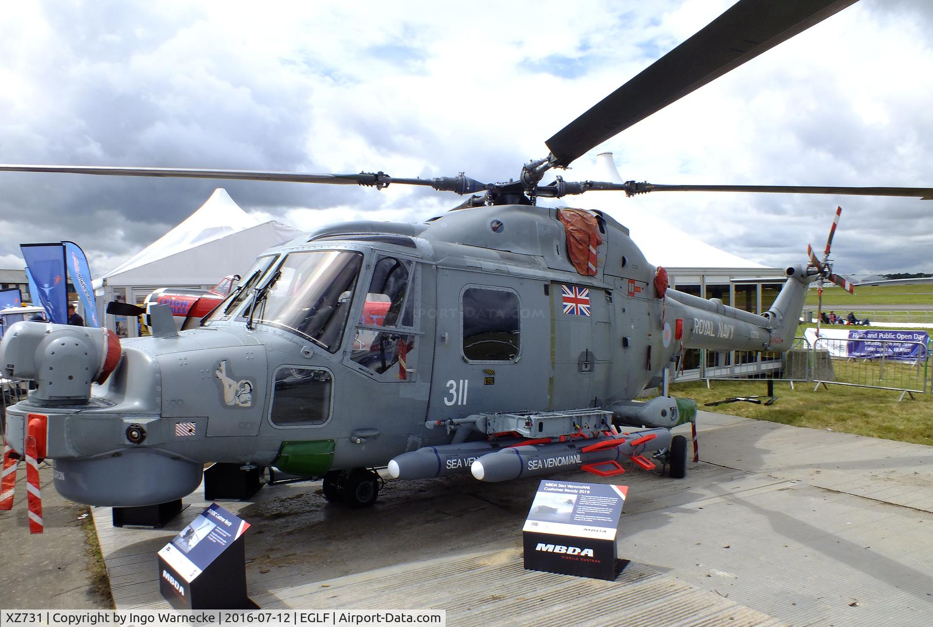 XZ731, 1980 Westland Lynx HMA.8SRU C/N 204, Westland Lynx HMA8 SRU of the Royal Navy at Farnborough International 2016