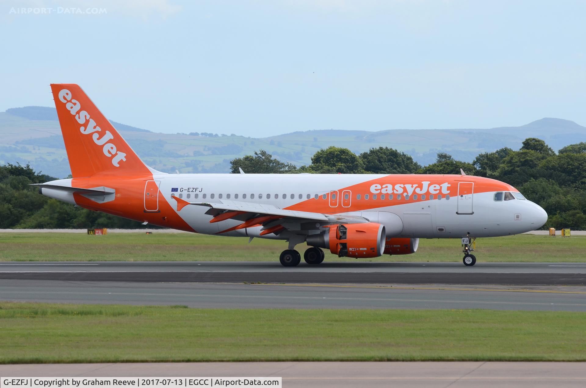 G-EZFJ, 2009 Airbus A319-111 C/N 4040, Just landed at Manchester.
