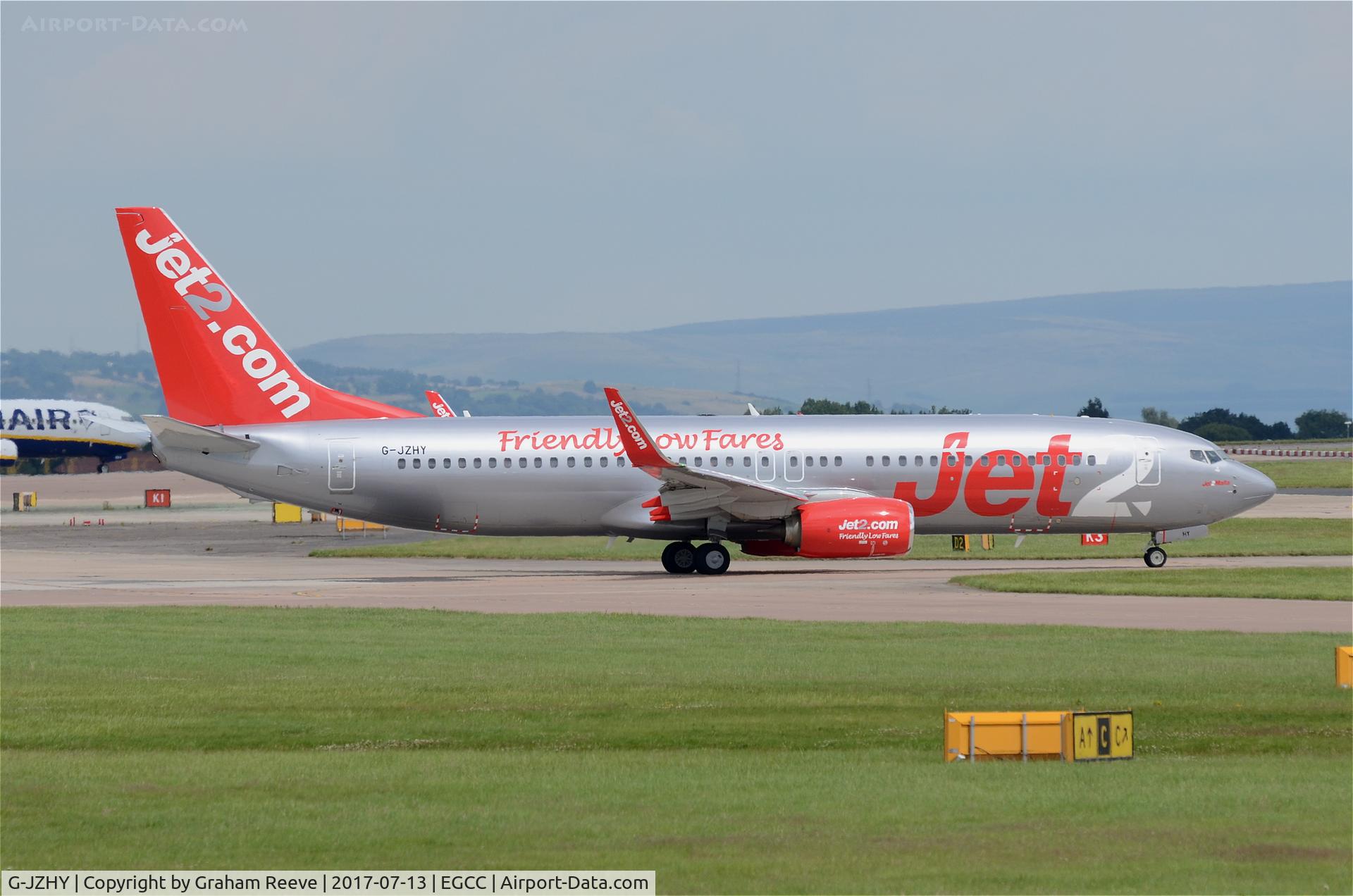 G-JZHY, 2017 Boeing 737-8MG C/N 63155, About to depart from Manchester.