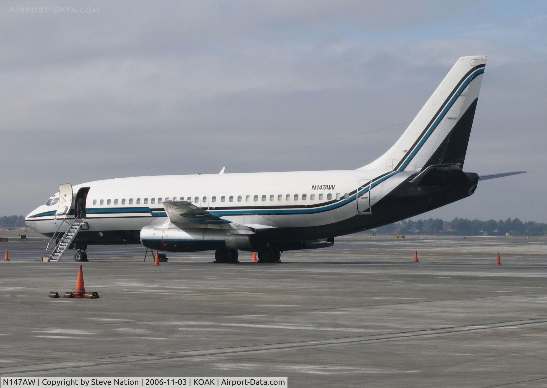 N147AW, 1982 Boeing 737-297 C/N 22630, Despite being reported de-registered 2005-03-16 this 1982 Boeing 737-297 was very much alive on North ramp @ Oakland, CA in November 2006!